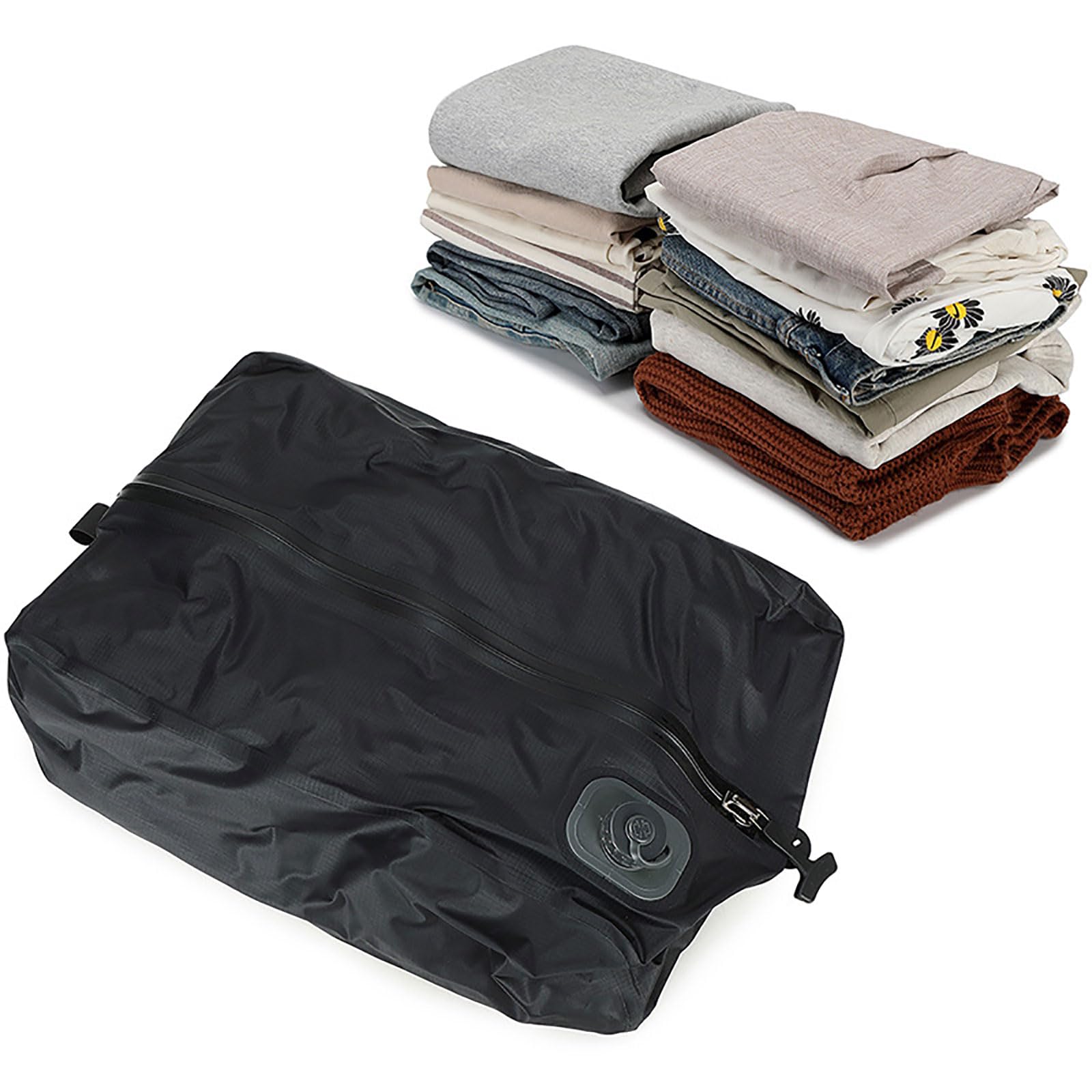 Borsa da viaggio compatta con pulsante con tecnologia di compressione airless organizer salvaspazio per vestiti accessori senza pompe Touch Vacuum Bag