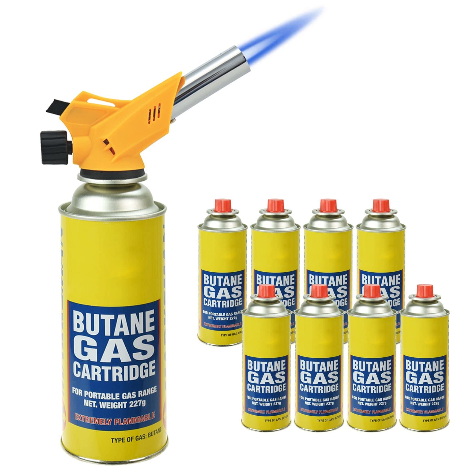 ALBERT AUSTIN Blow Torch Butane Gas Kit + 8 Gas Cans Kitchen Tools & Gadgets Candle Lighter Camp