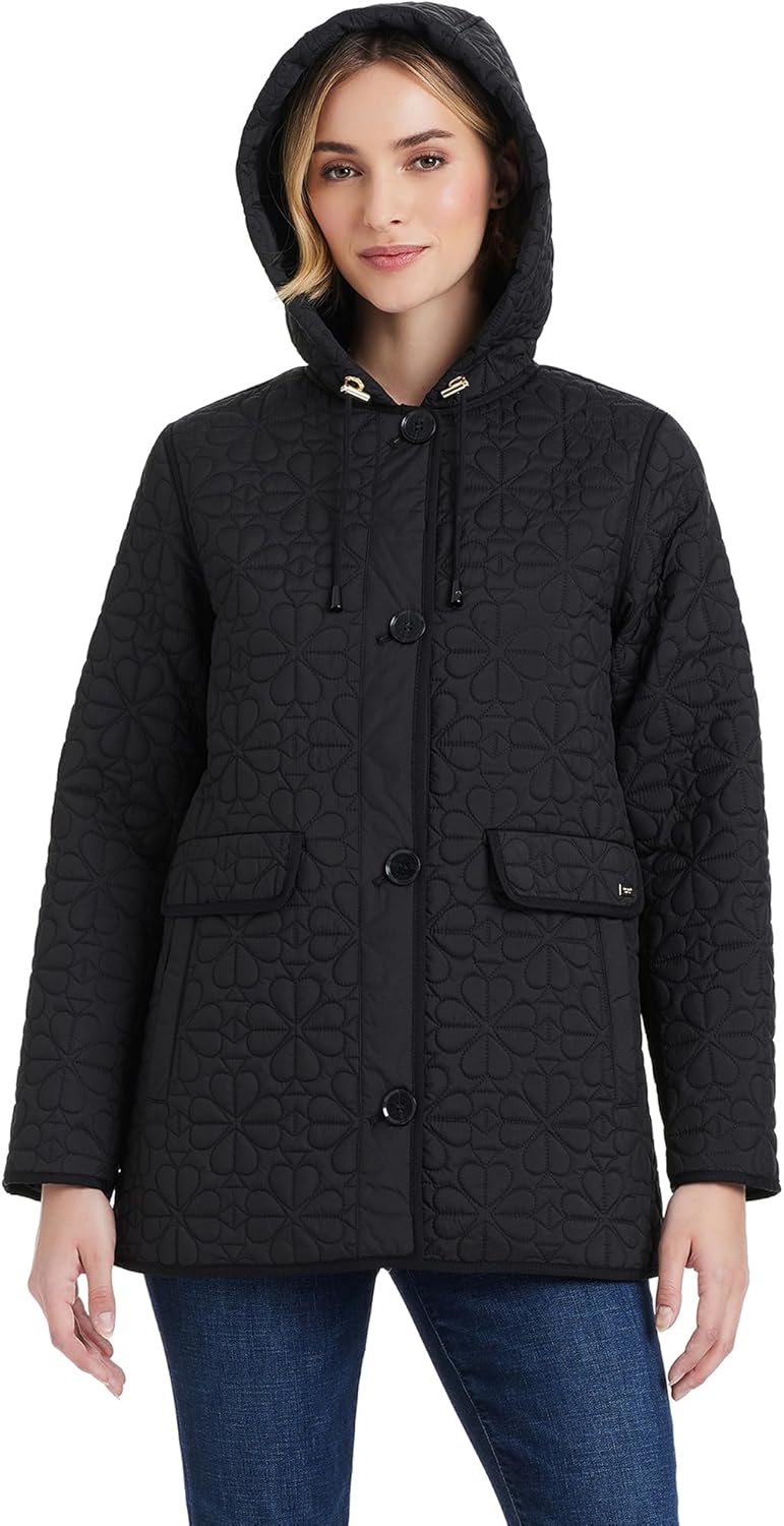 Kate Spade New York Midweight Hooded A-Line Quilted Jacket - Image 6