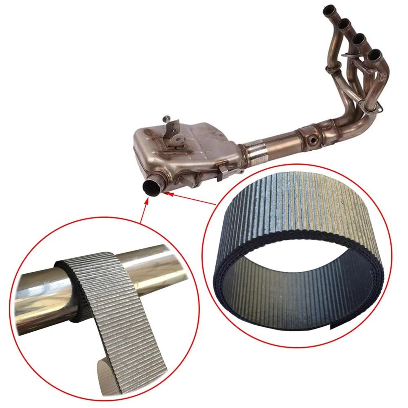 Conector De Silenciador Modificado Universal para Tubo Escape Coche Y Moto (hágalo Usted Mismo): Interfaz Conexión Central, Manguito Sellado, Junta Anillo(1pcs 100x4.5cm)