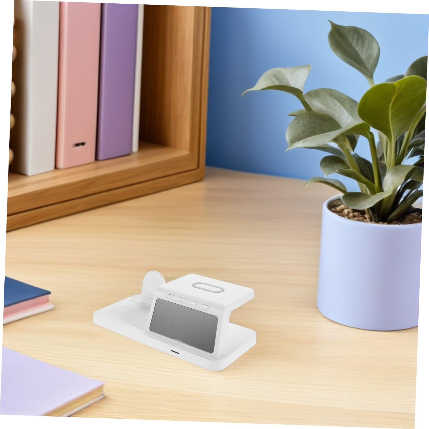 HOMSFOU 15w Caricatore Wireless con Orologio Stazione di Ricarica Dock Portatile per Ricarica Rapida da Compatibile con Vari Dispositivi Design Elegante per Comodino o Ufficio
