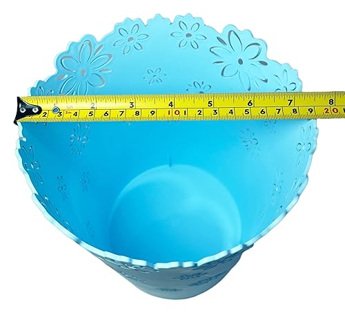 Miniatura 2 de Nazr - Papelera de plástico con forma de flor hueca sin tapa, papelera (M-azul)