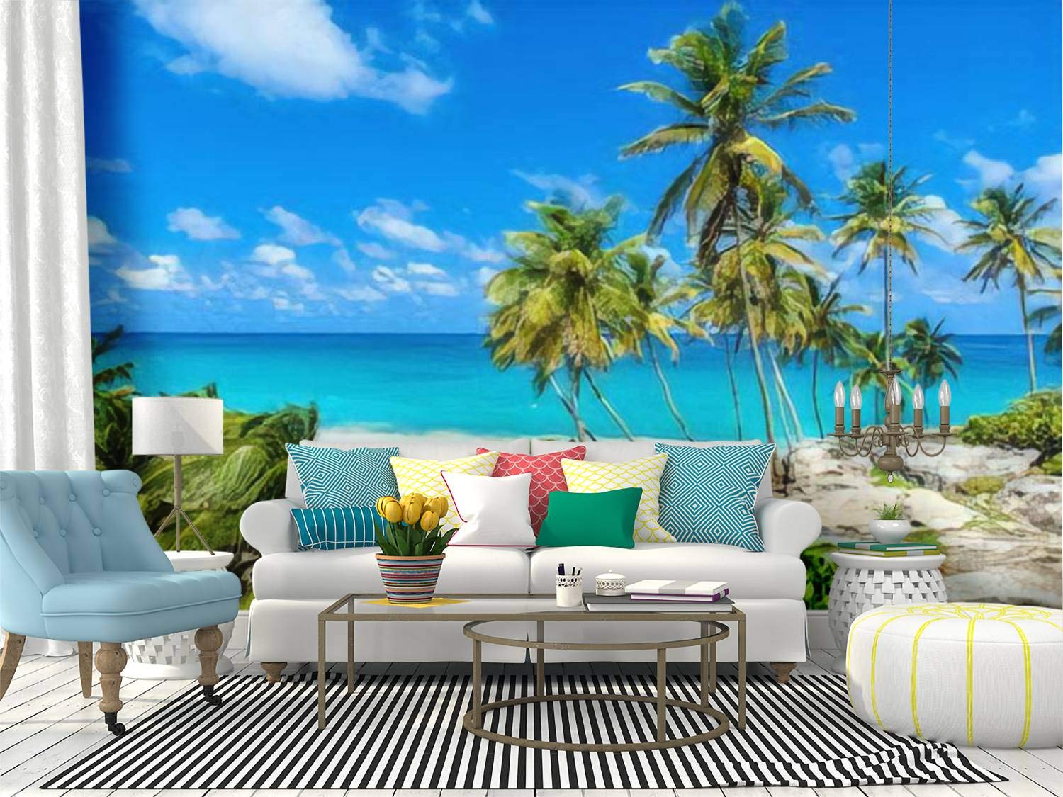 Amazon Com Wall Mural Bottom Bay Barbados Paradise Beach On The Caribbean Island Of Peel And Stick Wallpaper Self Adhesive Wallpaper Large Wall Sticker Removable Vinyl Film Roll Shelf Paper Home Decor