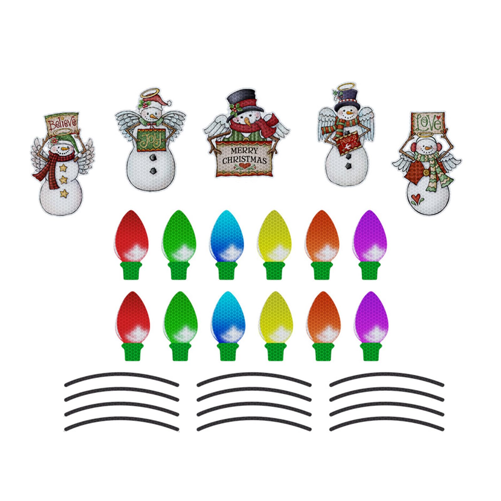 Elnwnnkc Multicolor Safe Christmas Car Sticker Reflective Light Bulb Sticker For Vehicles Fridges And Garages Car Magnets Decals Light Bulb Refrigerator Magnets Ornaments Reflective Christmas