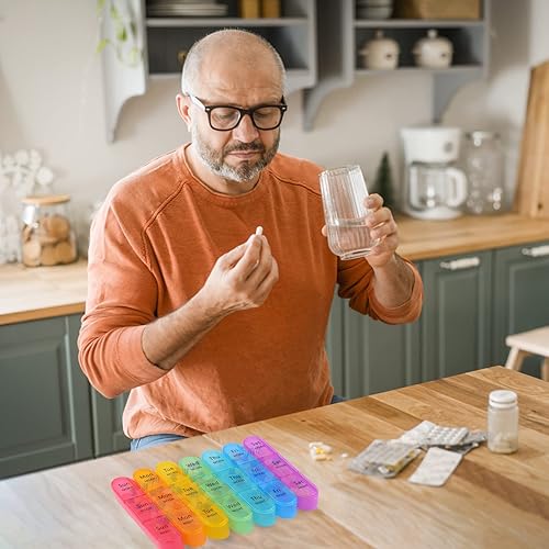 Miniatura 7 de Greencycle Organizador semanal de píldoras, 7 días  3 veces al día, pastilleros grandes a prueba de humedad, organizador de medicamentos AM PM para