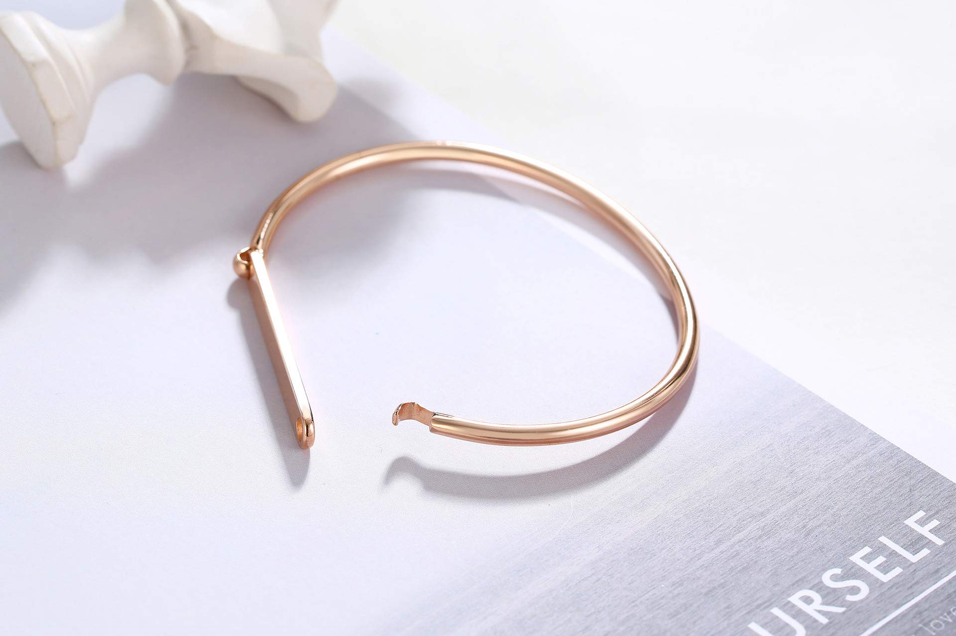 Women's Stainless Steel Rose Plated Bangle Style Kada Bracelet