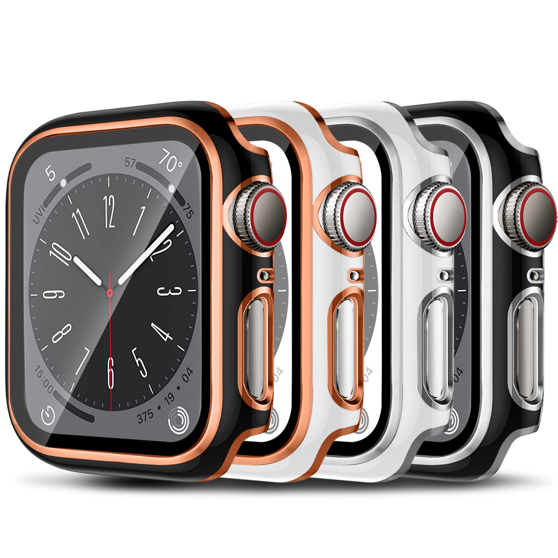 4 Pack Cases for Apple Watch Case 44mm iWatch Screen Protector 44mm Women Men, Built in Tempered Glass Screen Protector Ultra-Thin Bumper Full Coverage for Apple watch Cover Series 6 5 4 SE SE2