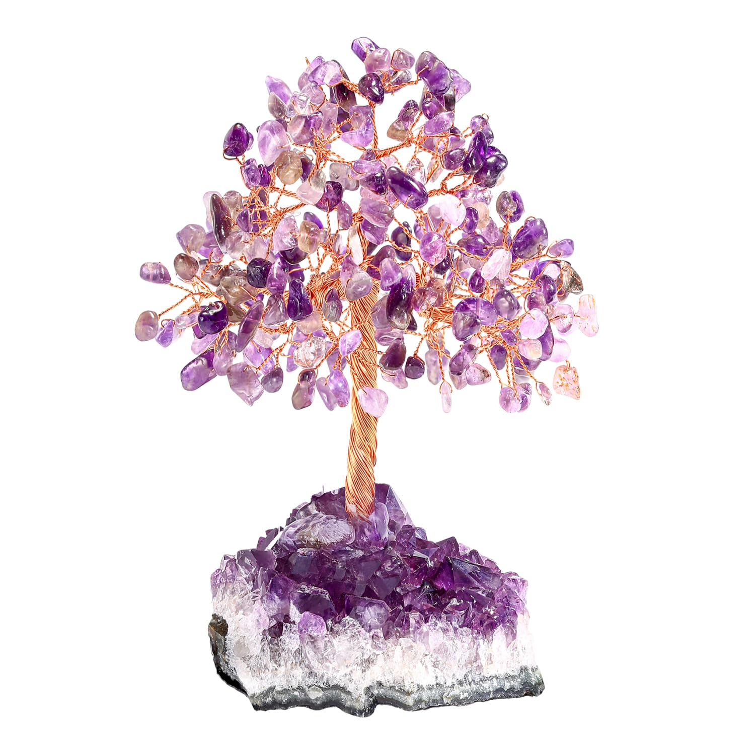 Árbol de la Vida de Amatista Natural - Árbol del Dinero de Cristal Morado para Decoración Zen, Regalo Original de Cumpleaños para Mujer, Piedra de Energía y Accesorios de Escritorio (Amatista)