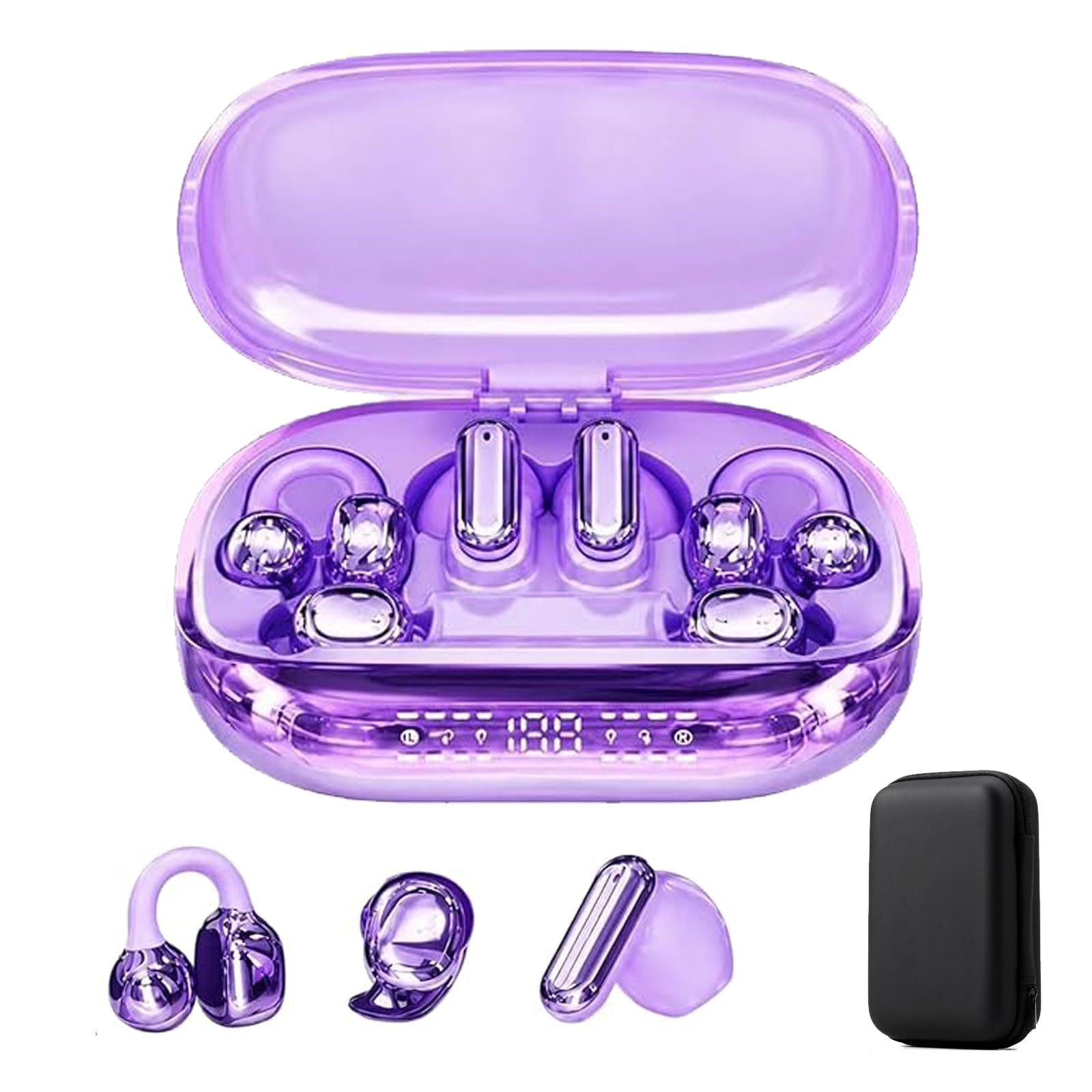 Auriculares Inalámbricos 6 En 1 para Dormir con Estuche De Carga (Morado)