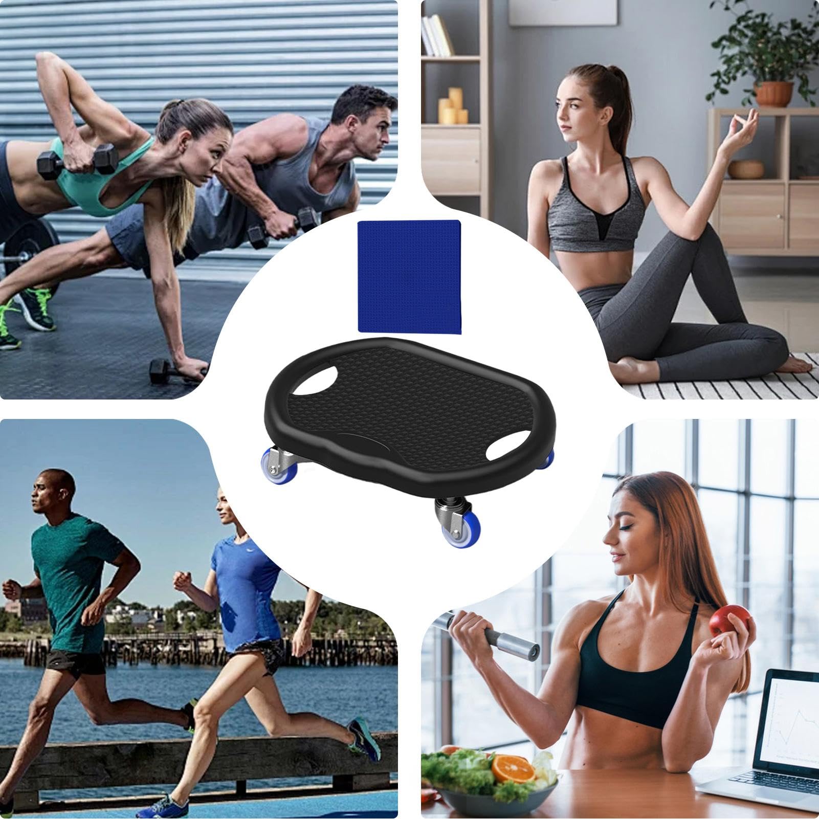 Ab Roller à Roulettes – Silencieux, Avec Tapis, Charge Max 150 Kg, Poignée Ergonomique, 32 X 27 X 9 Cm, Pour Abdos, Dos Et épaules, Fitness Maison