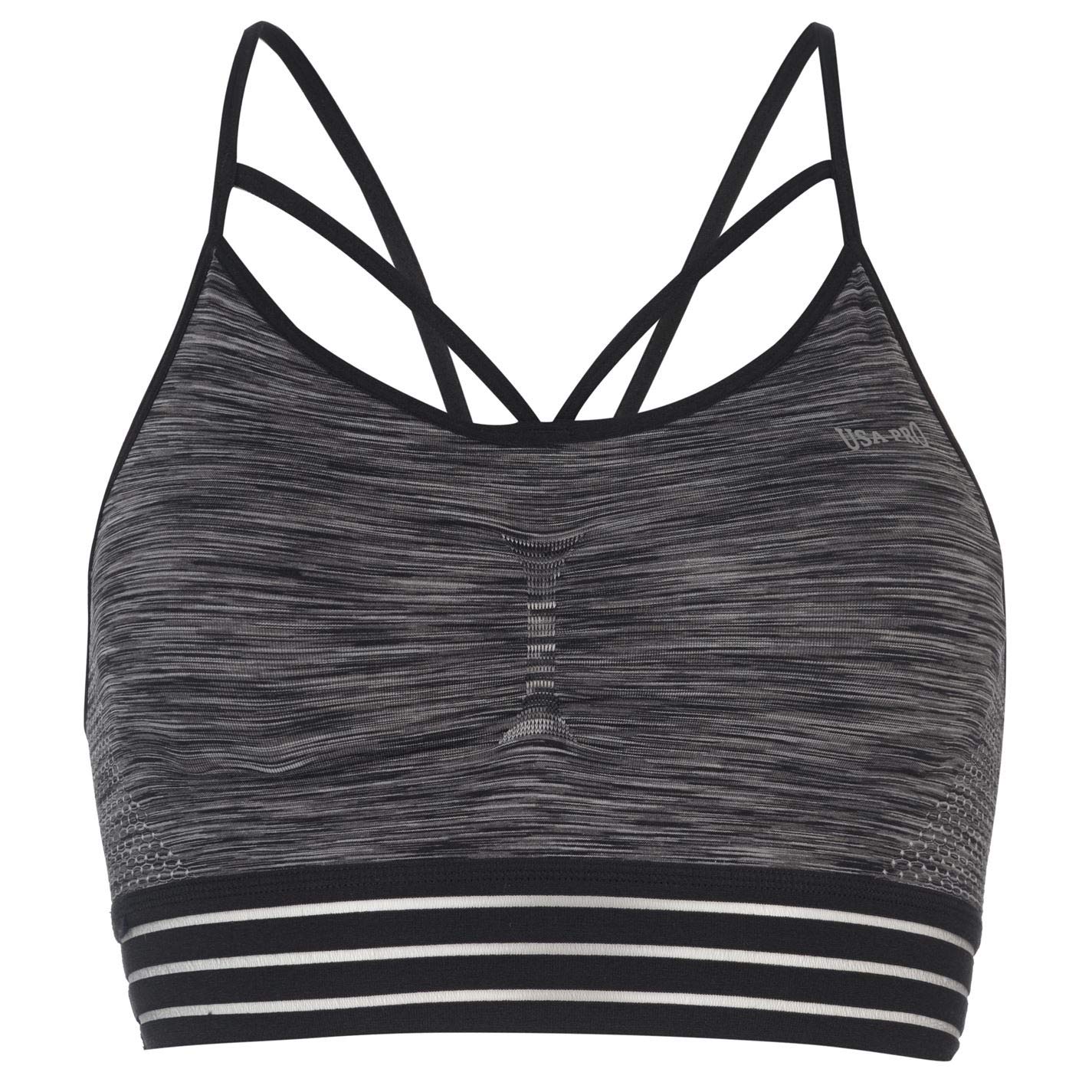 USA Pro Womens Padded Seamless Crop Top Charcoal 14 (L)