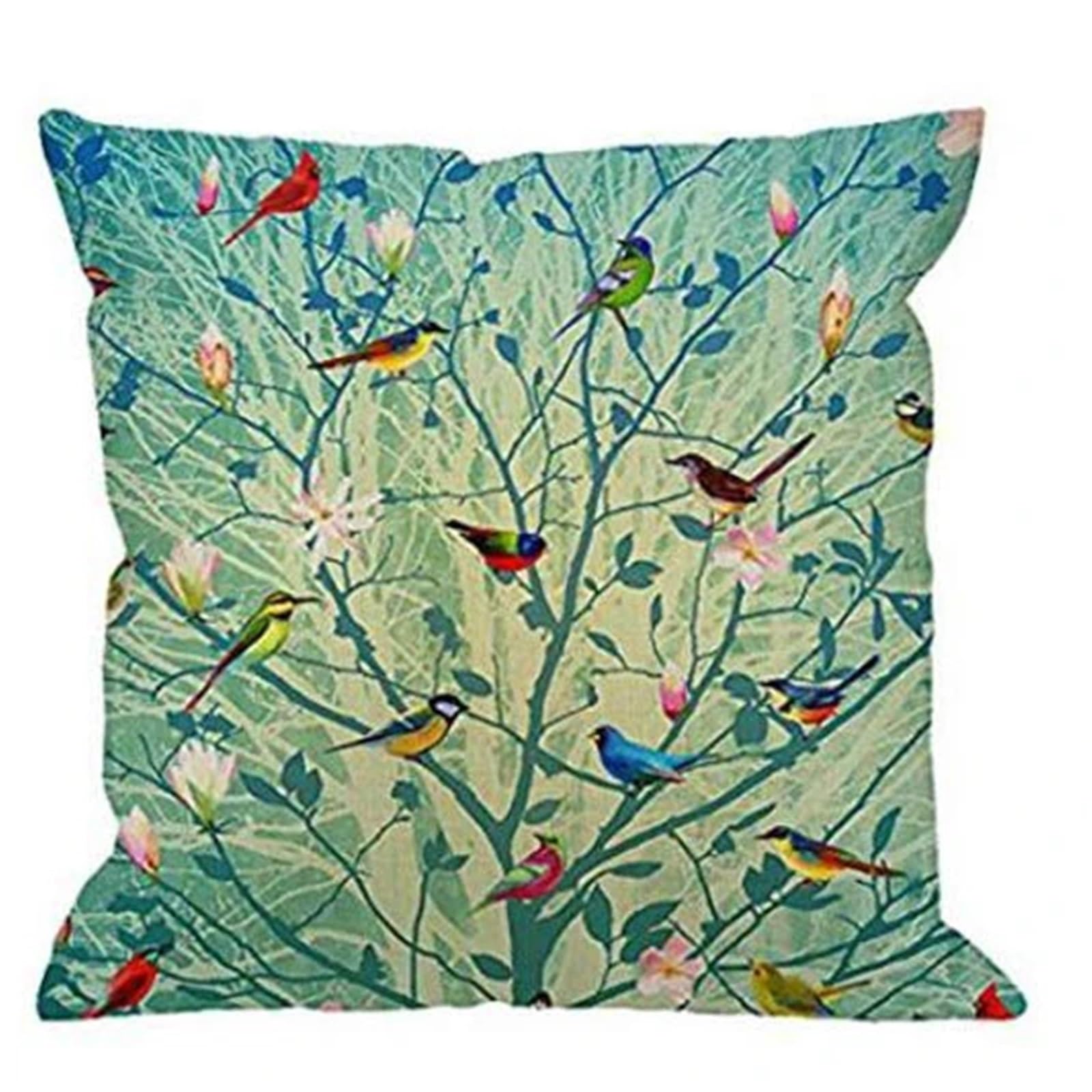 SHBHWS Branch Bird Flower Linen Pillowcase Sofa Cushion Cover Home Decoration 40x40 50x50 60x60 45x45 For Living Room Sofa(Color 2,600mm*600mm)