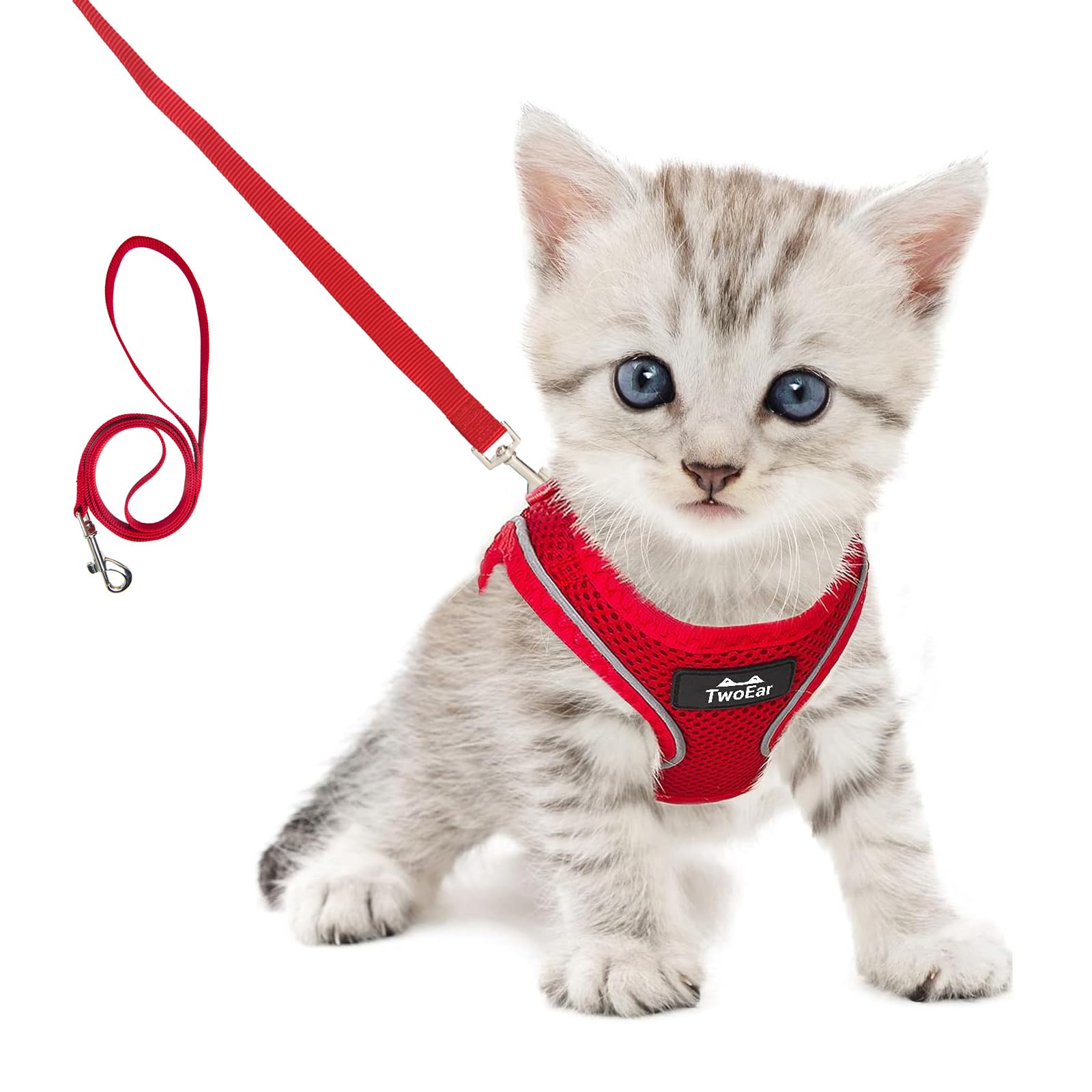 TwoEar Cat Harness Escape Proof, Soft Dog Vest Harness Adjustable, Breathable Mesh Step-in Puppy Walking Jacket Reflective Easy Control for Extral