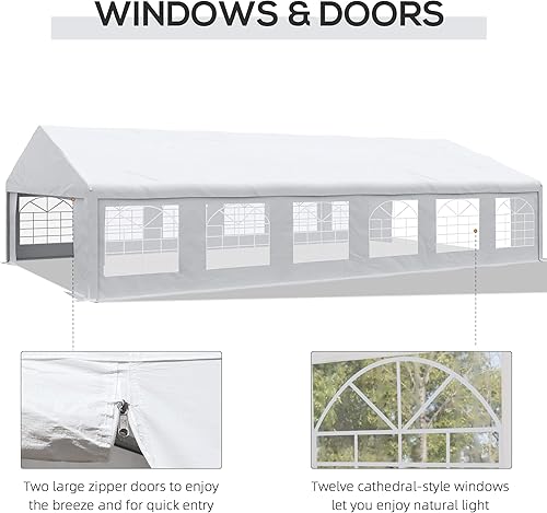 Miniatura 4 de Outsunny Tienda de campaña y garaje para fiestas de 39 x 23 pies tienda grande para exteriores con paredes laterales y ventanas extraíbles tiendas