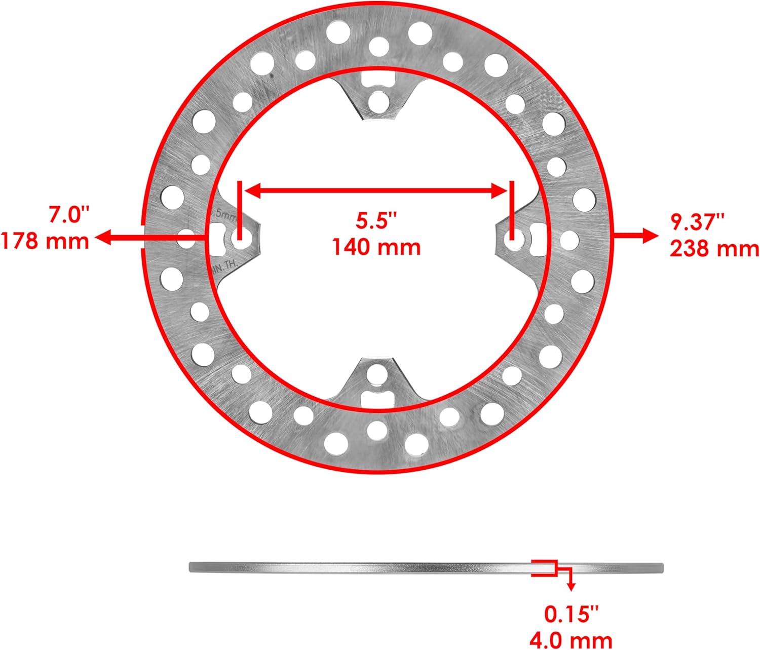 Caltric Front Rear Brake Disc Rotor w/Brake Pad Compatible with Honda CR125R 2002-2007 / CR250R 2002-2007 / CRF250R CRF250X 2004-2007 / CRF450R 2002-2007 / CRF450X 2005-2007
