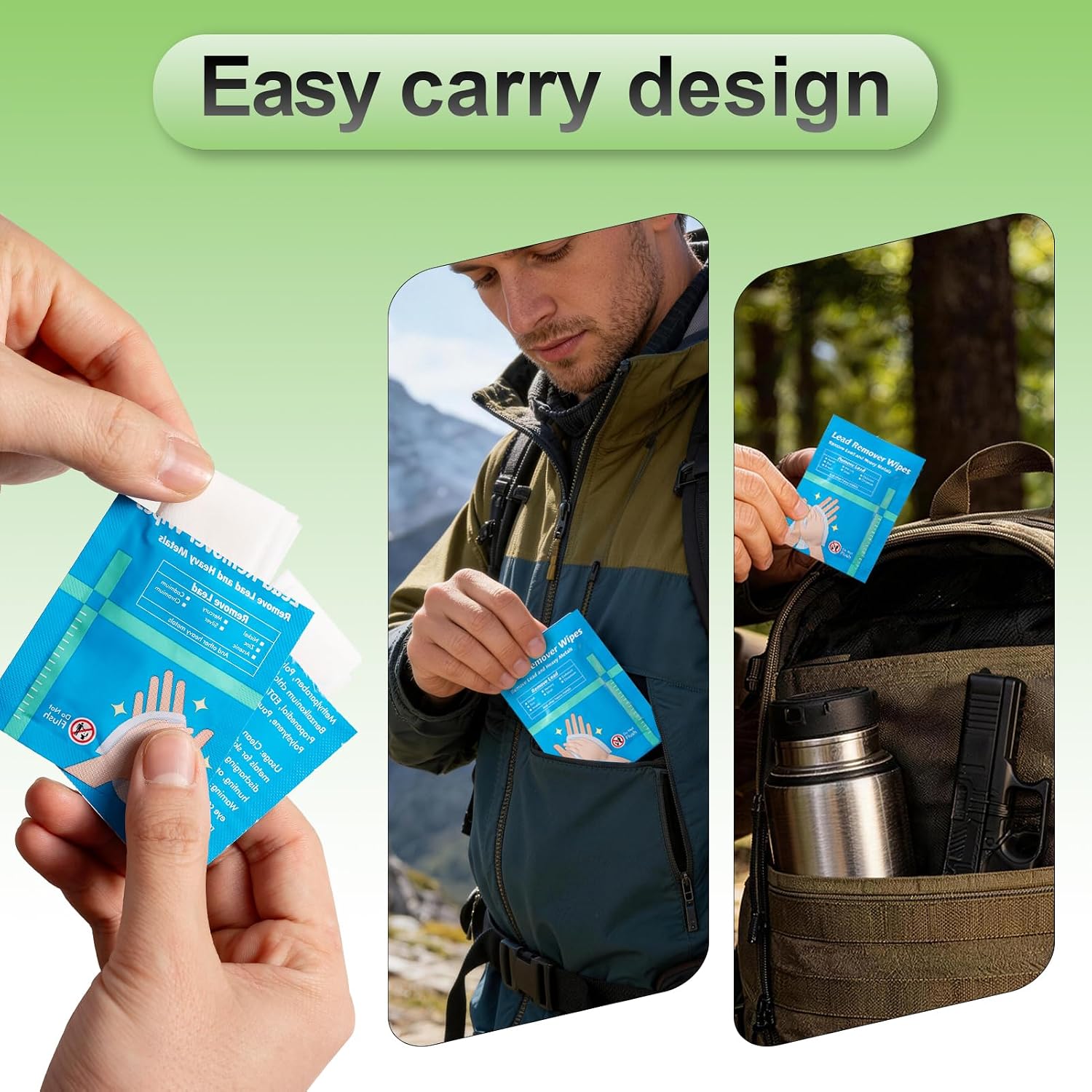 50Pcs Lead Removal Wipes for Shooting Heavy Metal Cleaning Tissues Cloths for Removing Lead Dirt Oil Individual Foil Package Gift Essential for Shooting Construction Factory Use