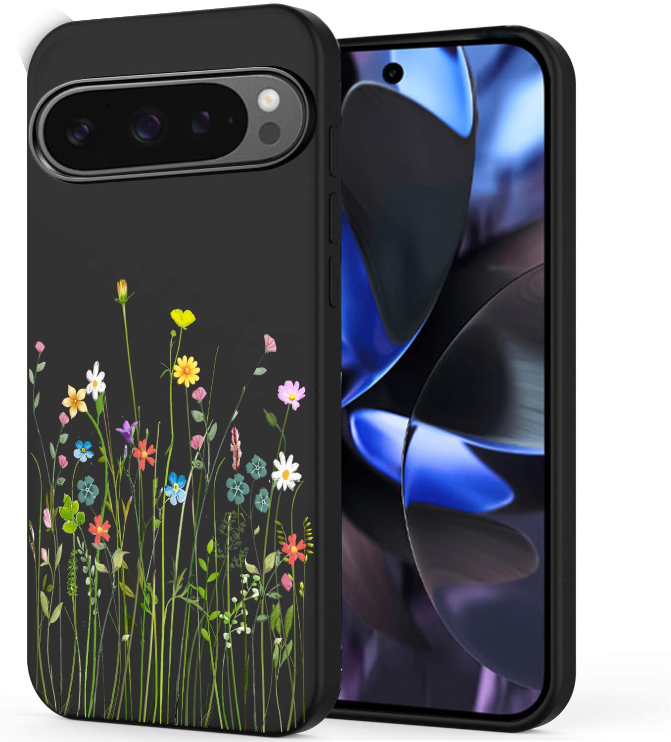 Unov Case Compatible with Pixel 9 Pixel 9 Pro (2024) 5G Case with Design Soft TPU Shock Absorption Slim Embossed Pattern Protective (Floral Bouquet)