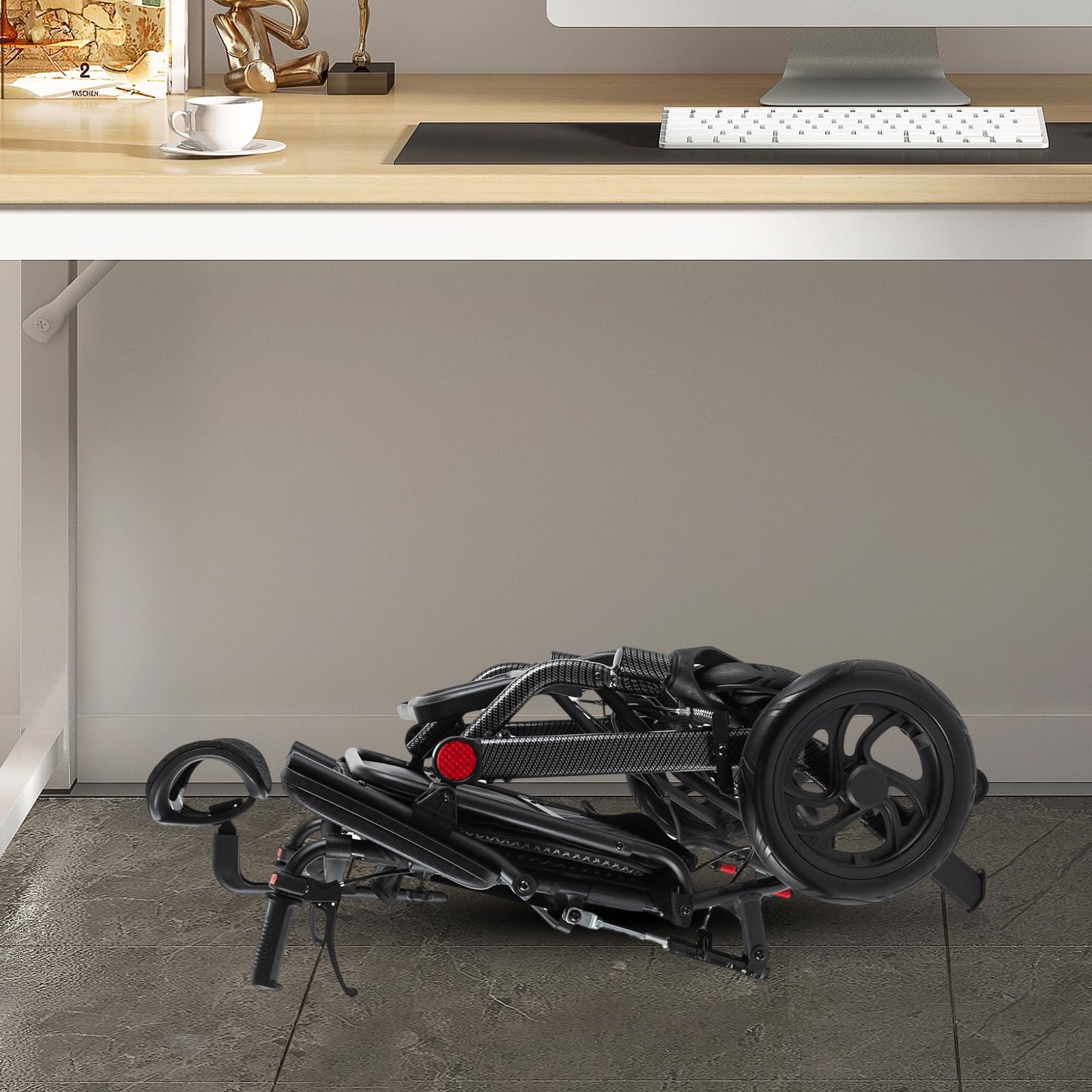 Silla de ruedas plegable de transporte, silla de ruedas plegable, para personas mayores de transporte independiente, silla de ruedas reclinable, silla de ruedas de viaje con reposapiés y rango de
