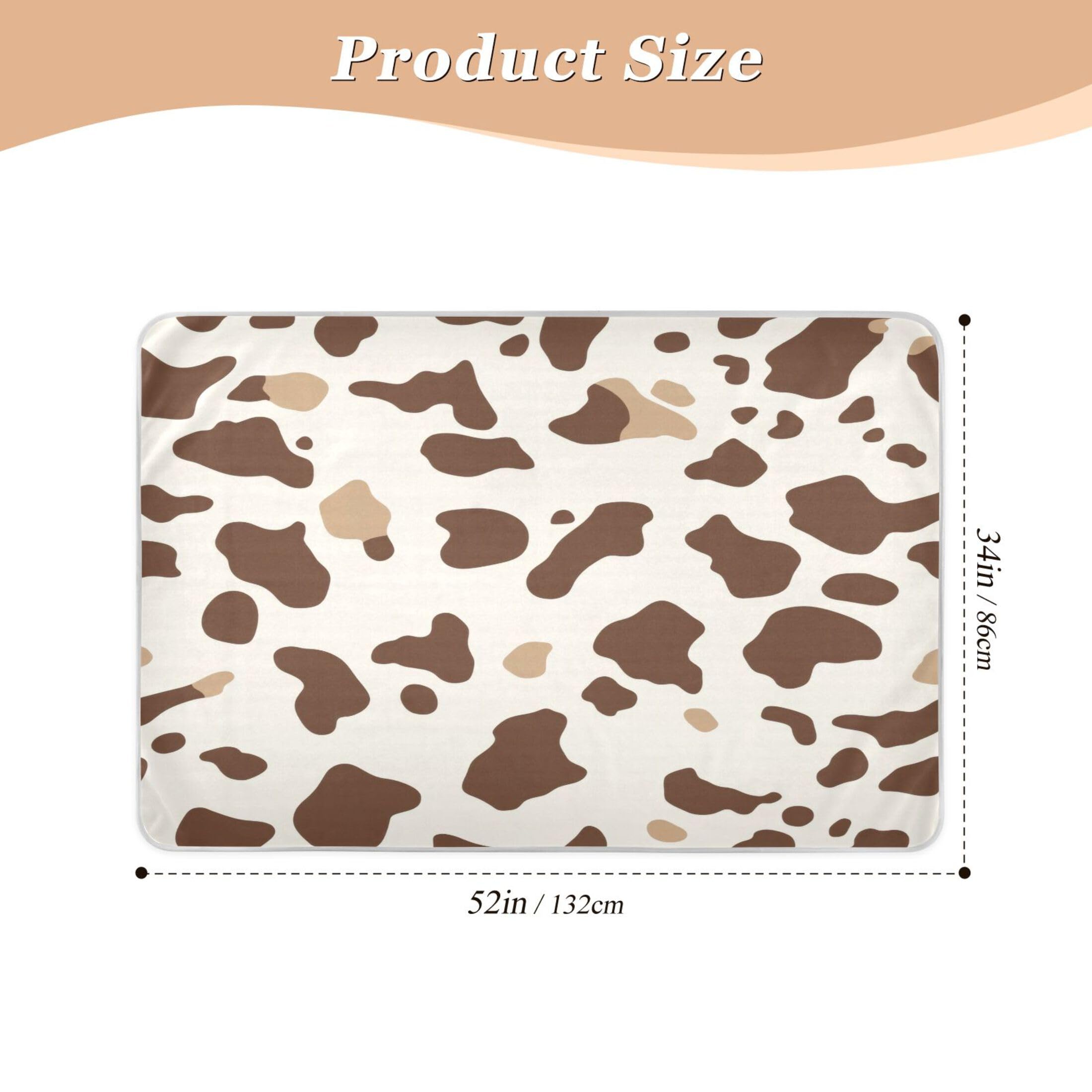 Takiito Cow Print Bed Pad Reusable Bed Underpad Washable Waterproof Leak-Proof Quick Dry Incontinence Pee Pad for Toddlers Kids Adults Pets 34x52 in