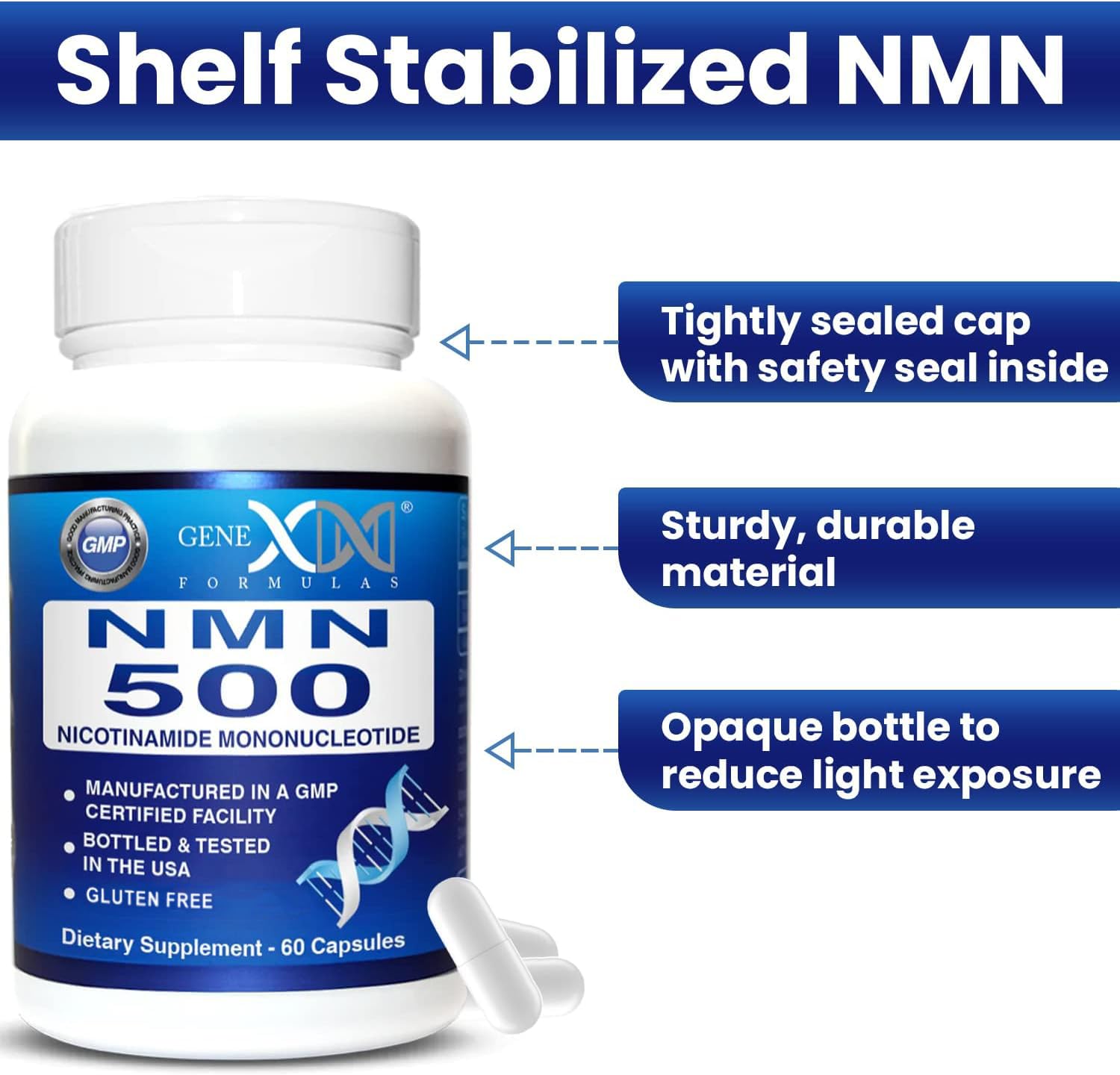 Genex Formulas NMN 500mg - 99% Pure Shelf Stabilized Supplement Capsules for Increased NAD Levels & Healthy Aging, GMP Certified, 500mg per Serving, 60 Capsules — Amazon image 5