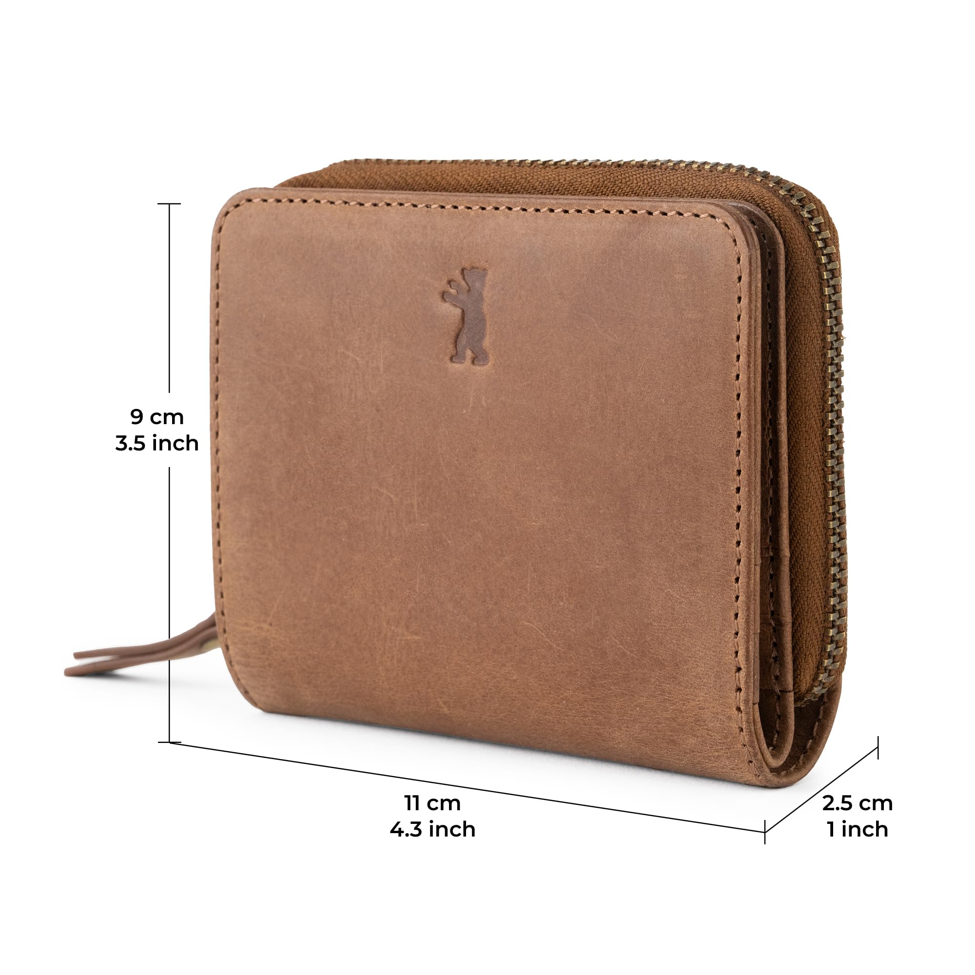 Berliner Bags Vintage Geldbörse Sara, Kleine Portemonnaie aus Leder mit RFID-Schutz, Braun