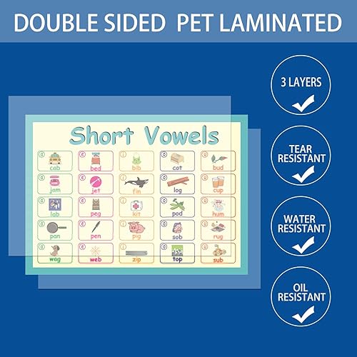 Miniatura 3 de LUGMAZU Juego de 2 tablones de anuncios de fonética para el aula para jardín de infantes, pósteres de aprendizaje para niños y tablas de pared,