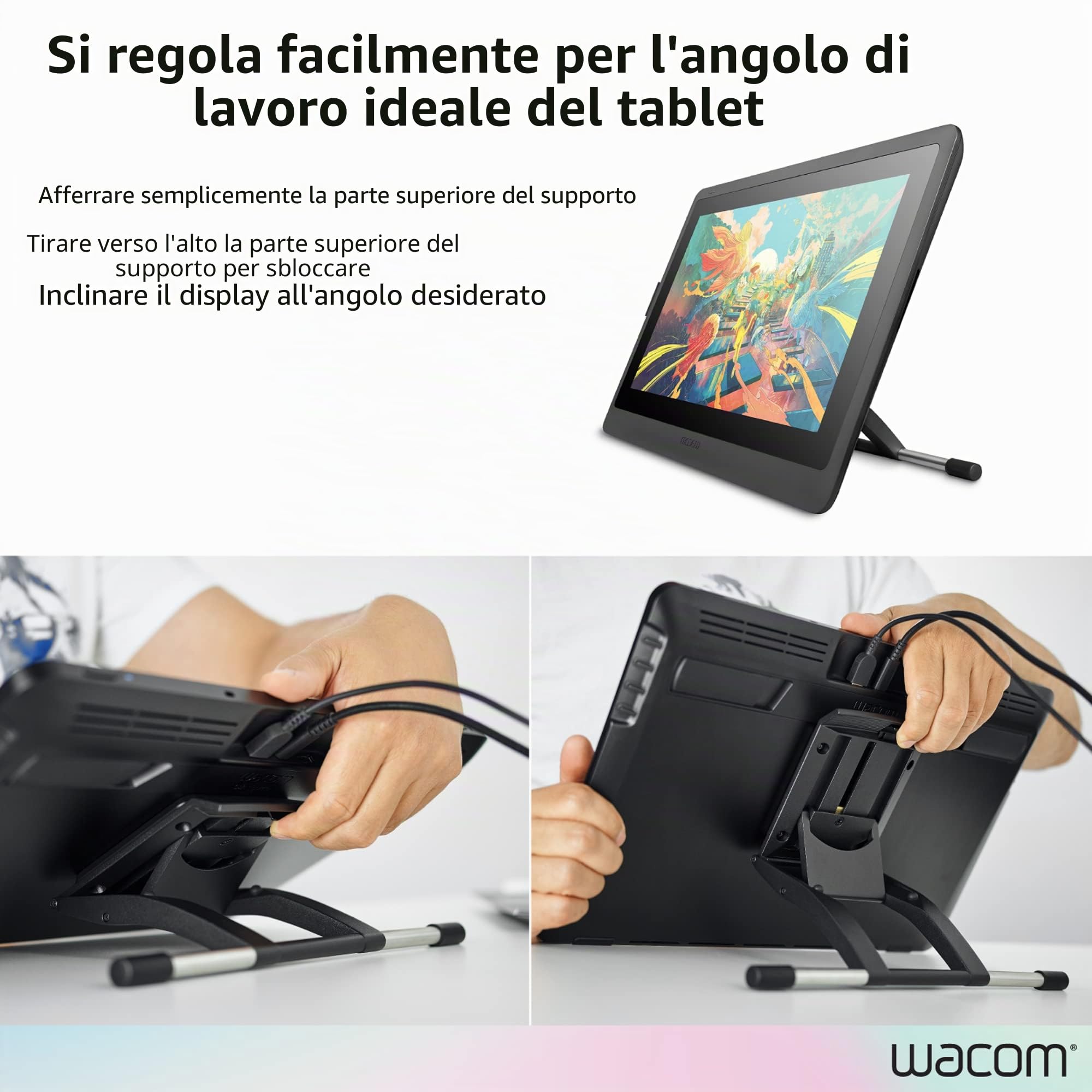 Wacom ACK620K supporto da tavolo per Tv a schermo piatto 39,6 cm (15.6") Libera installazione Nero