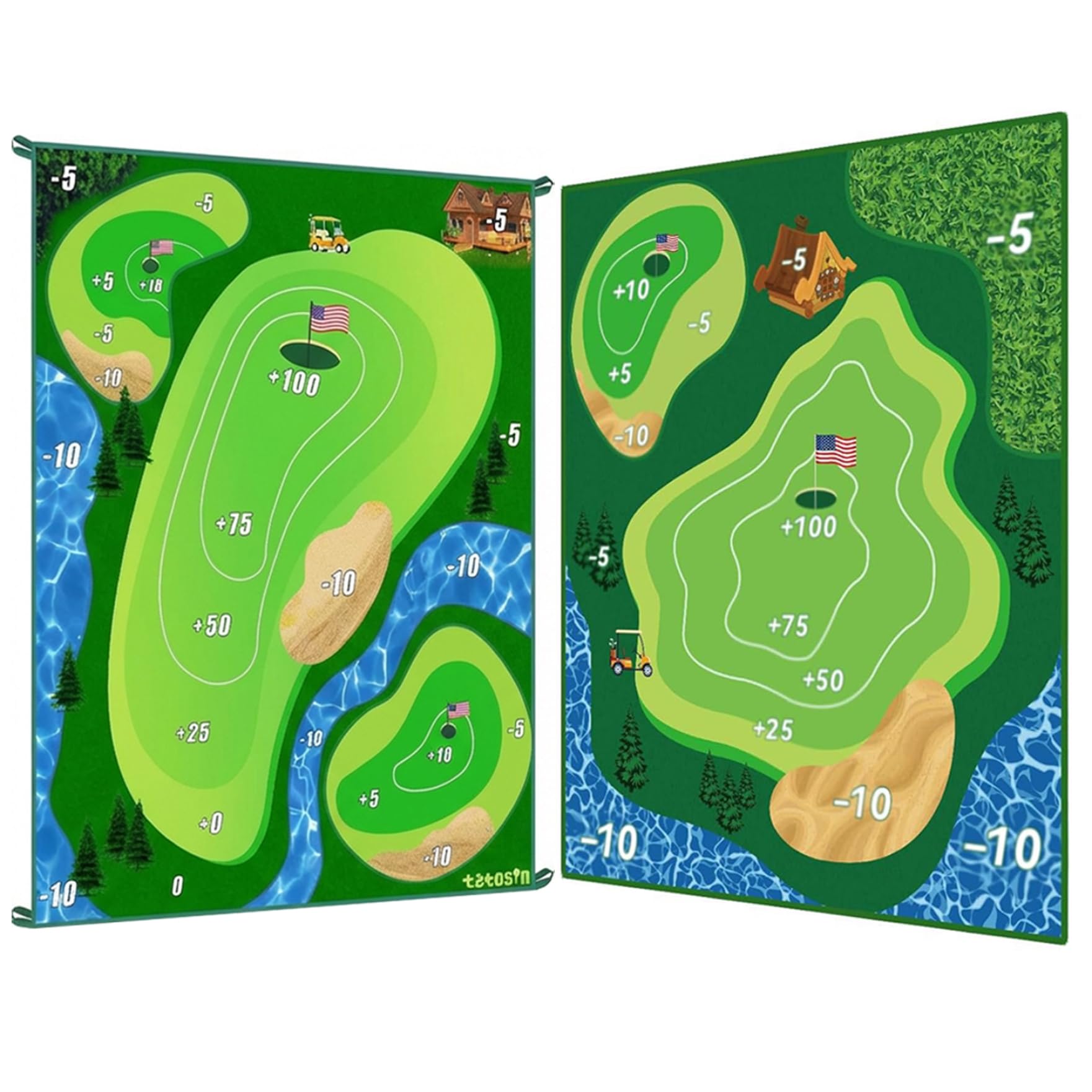 Juego de astillado de Golf, tapete de Juego de astillado de Golf de Doble Cara con Bolas Adhesivas, tapete de práctica para Interiores y Exteriores para diversión en el Patio, césped y Oficina