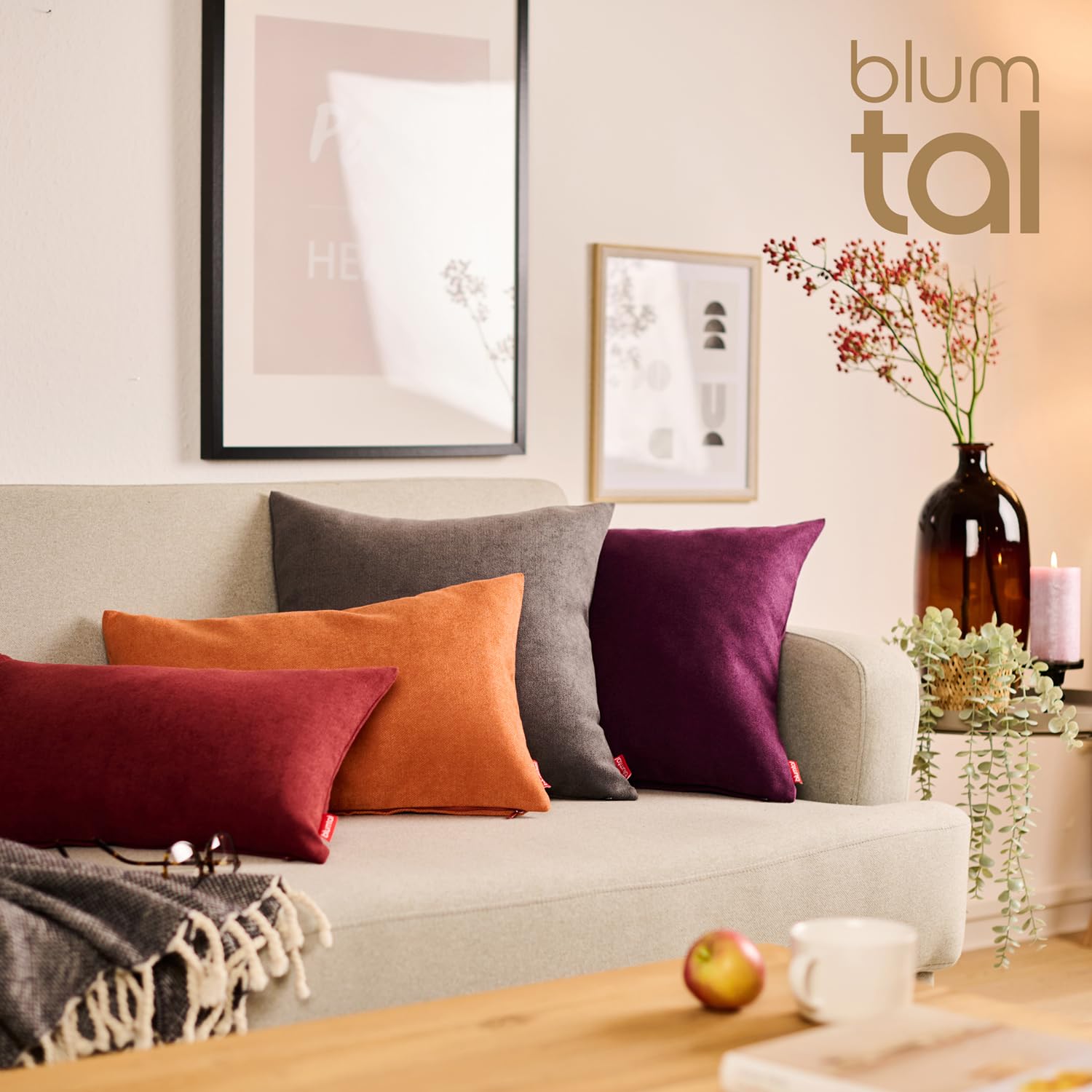 Blumtal Federe Cuscini Divano in Ciniglia, Copricuscini Divano, Federe Cuscino Divano, 2 Pezzi, 45 x 45cm, Arancione