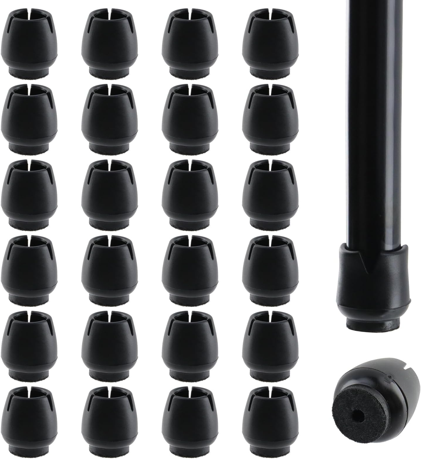 Antrader 24pcs Silicone Black Furniture Pads with Felt Pads Floor Protectors Non-Slip Sofa Chair Table Glides Feet Caps Fit Round Diameter 0.5" to 0.6" (1.2-1.6cm)