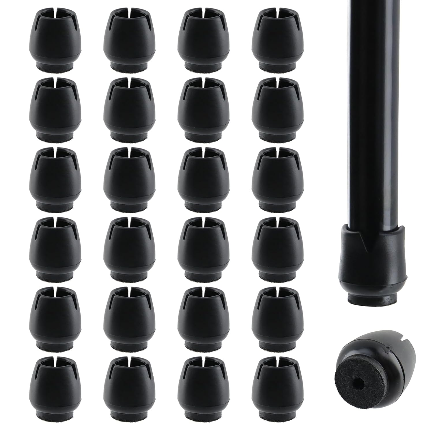 Antrader 24pcs Silicone Black Furniture Pads with Felt Pads Floor Protectors Non-Slip Sofa Chair Table Glides Feet Caps