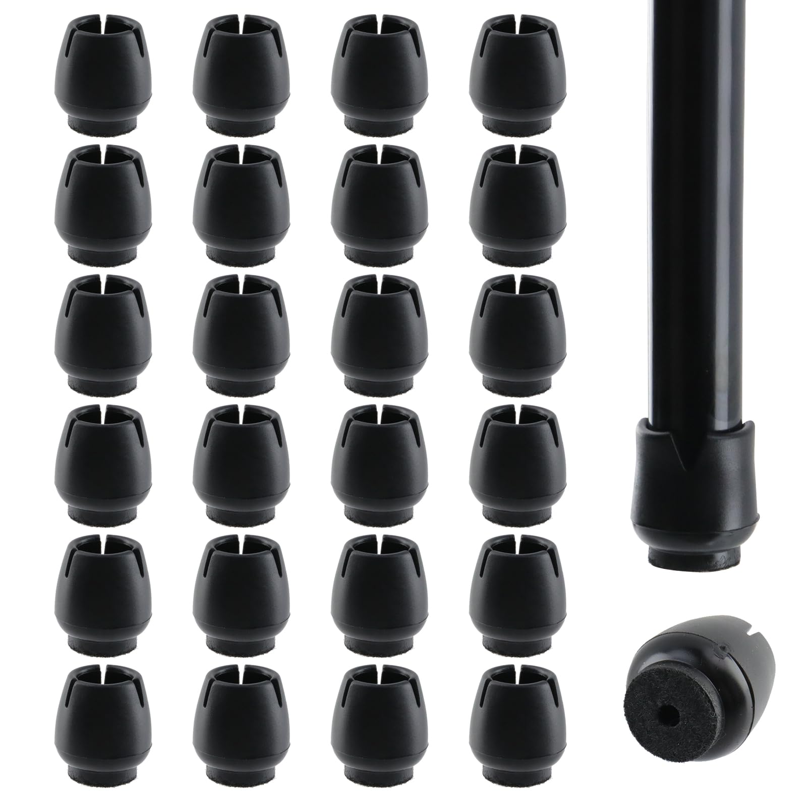 Antrader 24pcs Silicone Black Furniture Pads with Felt Pads Floor Protectors Non-Slip Sofa Chair Table Glides Feet Caps