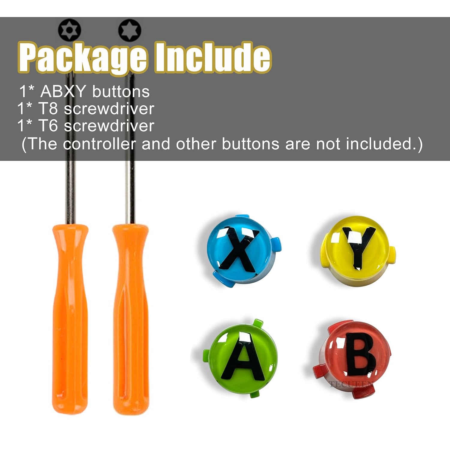 TECUEEN Replacement ABXY Buttons for Xbox Series X & S Controller, Three-Tone Action Buttons for Xbox One S/X, Elite Series 2 & 1 Wireless Controller DIY