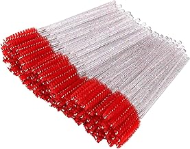 Crystal Mascara Sticks, Disposable Eyebrow Brushes for Eye lash Extensions, Eye lash Makeup Tool (Red, 50)