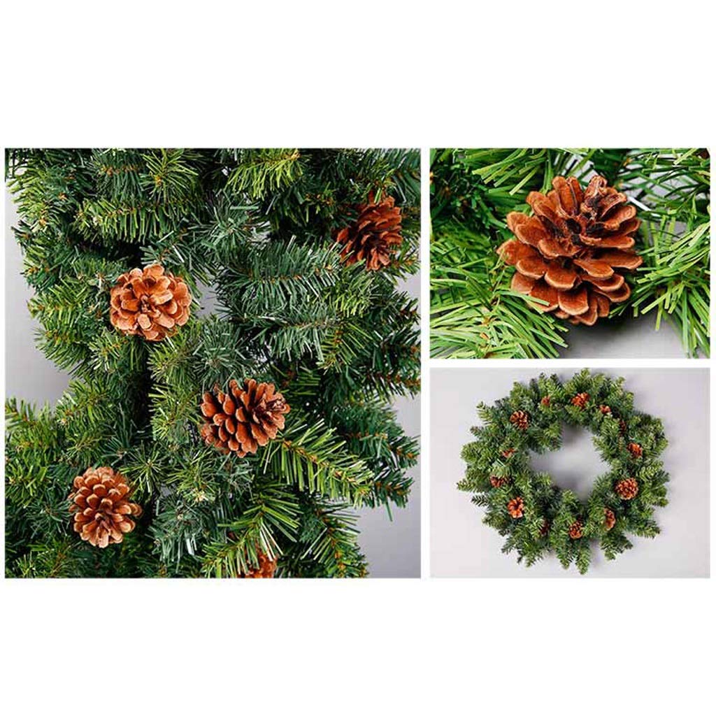 Corona de Navidad artificial, círculo decorativo verde de 90 cm, perfecta para puerta de entrada o decoración durante todo el año en hogares, hoteles, centros comerciales