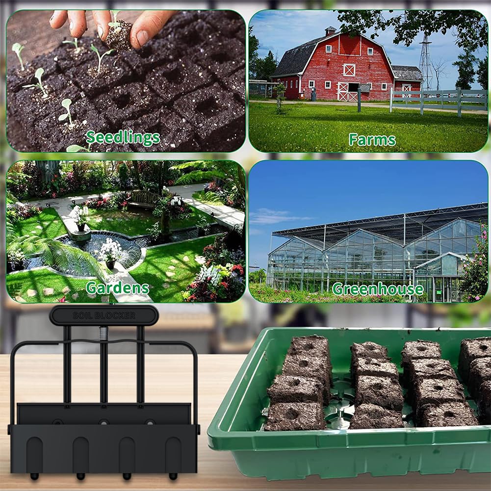 Juego de 5 Herramientas manuales para Hacer Bloques de Tierra jardinería, germinación de Semillas y como Bloqueador de Tierra ecológico