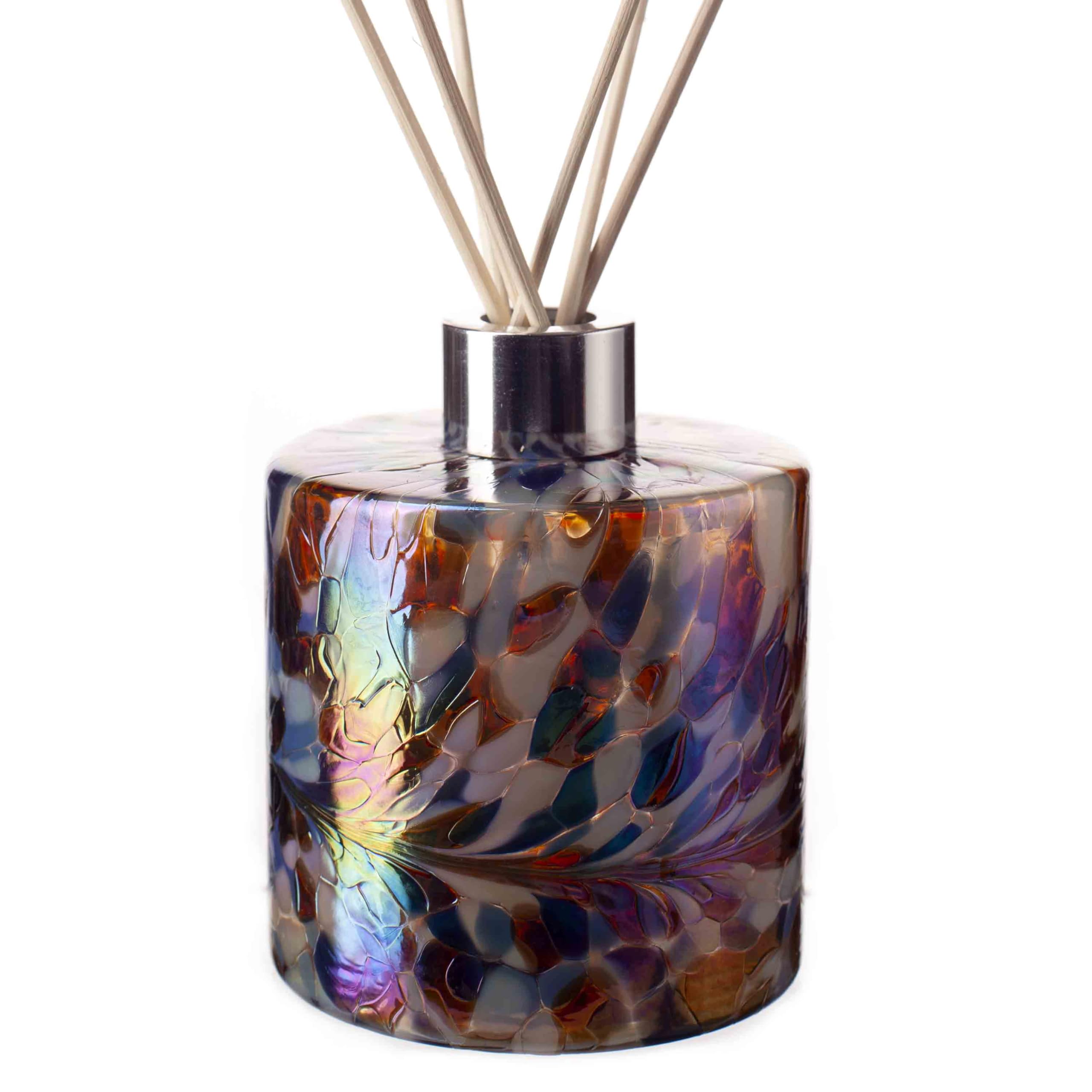 Amelia Art Glass White, Blue & Red Glass Reed Diffuser Cylinder