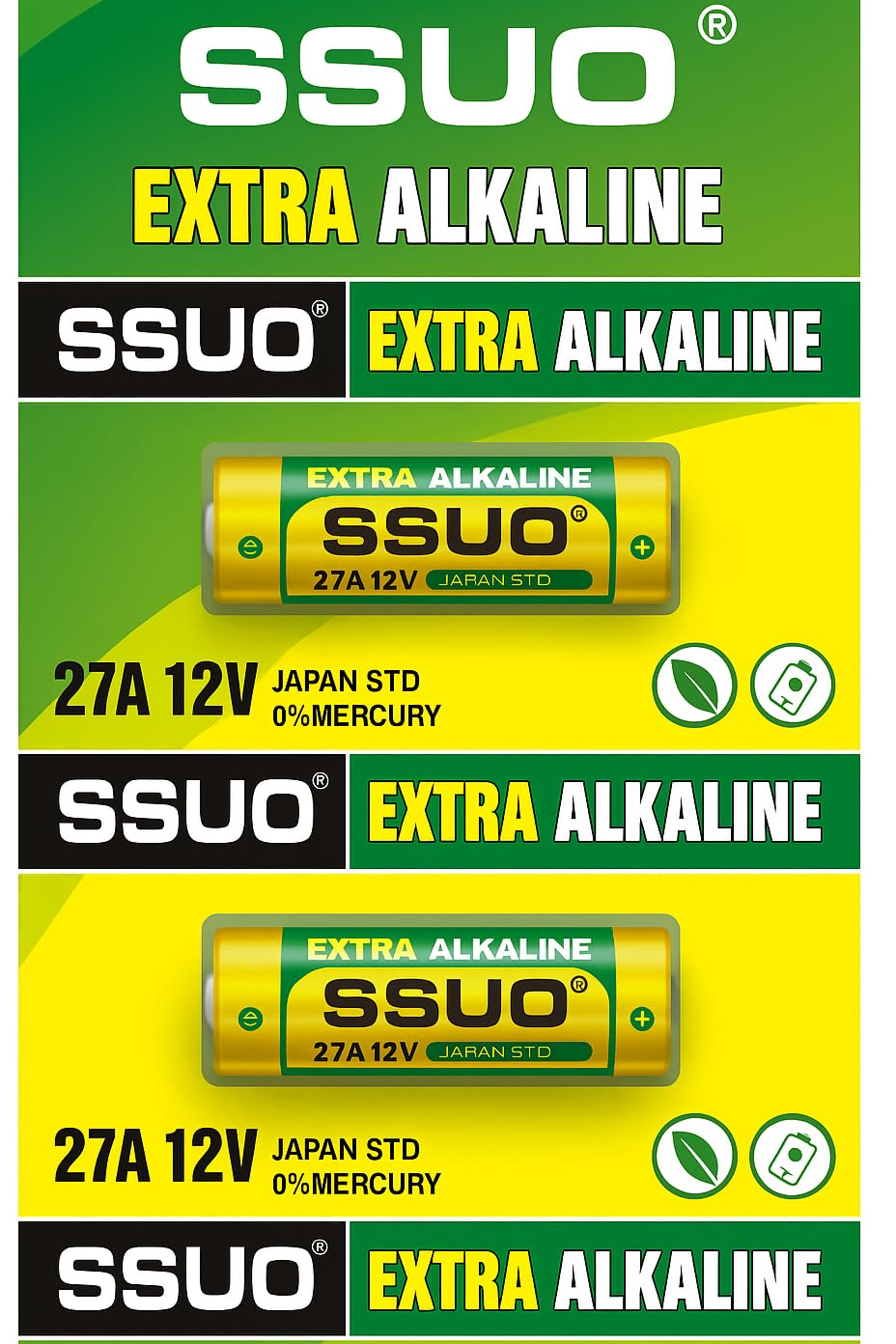 A27 27A 12V Battery,27a 12v Battery for Remote,27a Batteries 5 Pack, Long Lasting 12 Volt A27 Batteries Pack of 2 ssuo-image-2
