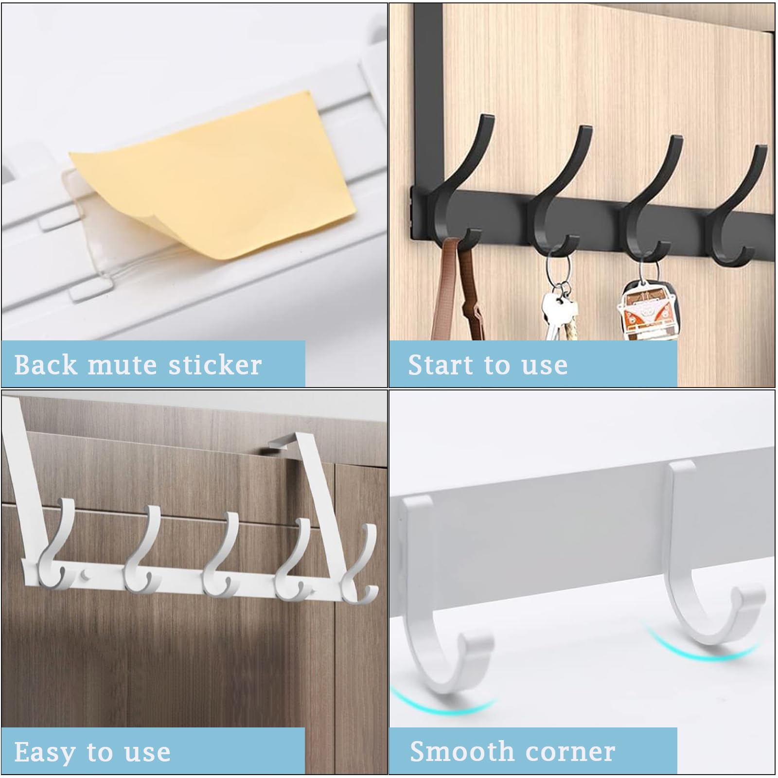 Over Door Hanger with 5 Hooks, Heavy Duty Door Hooks for Coat Towel, Keys and Bag,Storage Space Saving for Bathroom Bedroom - Image 4