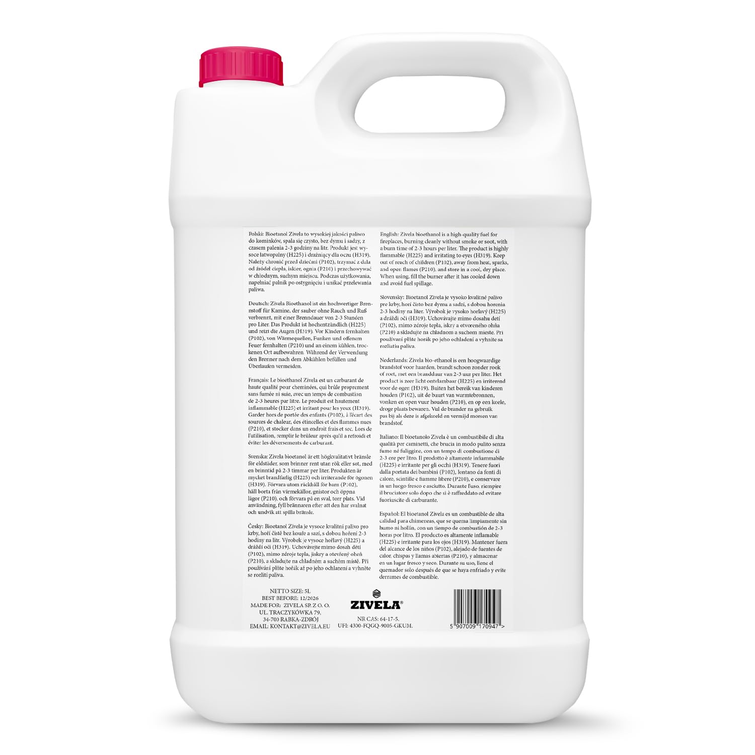 Bioetanol 96,6% 5 l | bioalkohol o zapachu truskawek 96,6% 5 l | bioetanol do kominka, kominka stołowego | bioetanol zapach truskawek | czyste spalanie, bez dymu, żywy i stabilny płomień