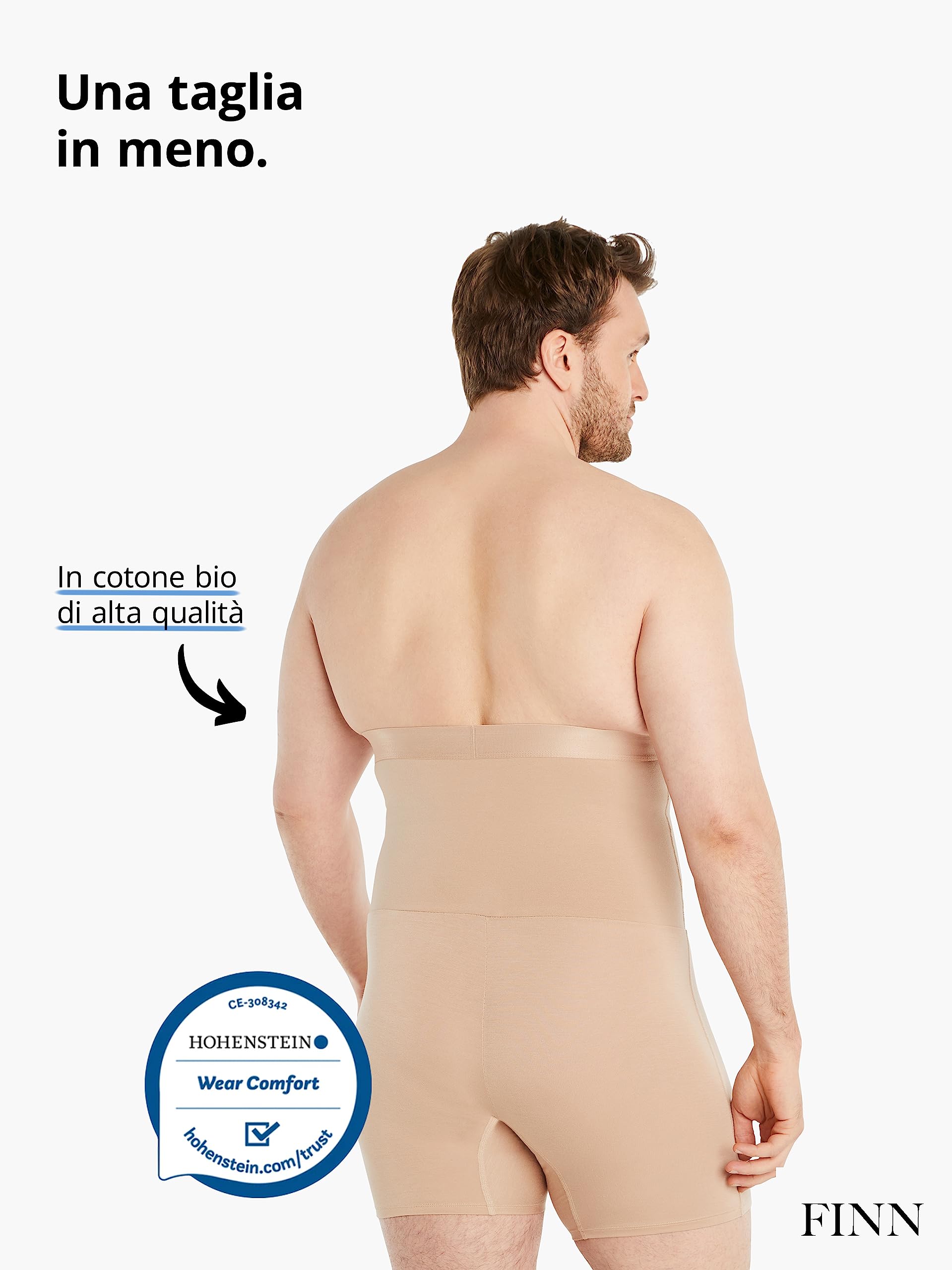 FINN Mutanda Contenitiva per Uomo con Effetto Pancia Piatta - Boxer Modellante a Vita Alta in Cotone - Guaina Contenitiva