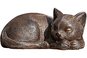Roman Garden - Bronze Sleeping Cat Statue, Garden Decor