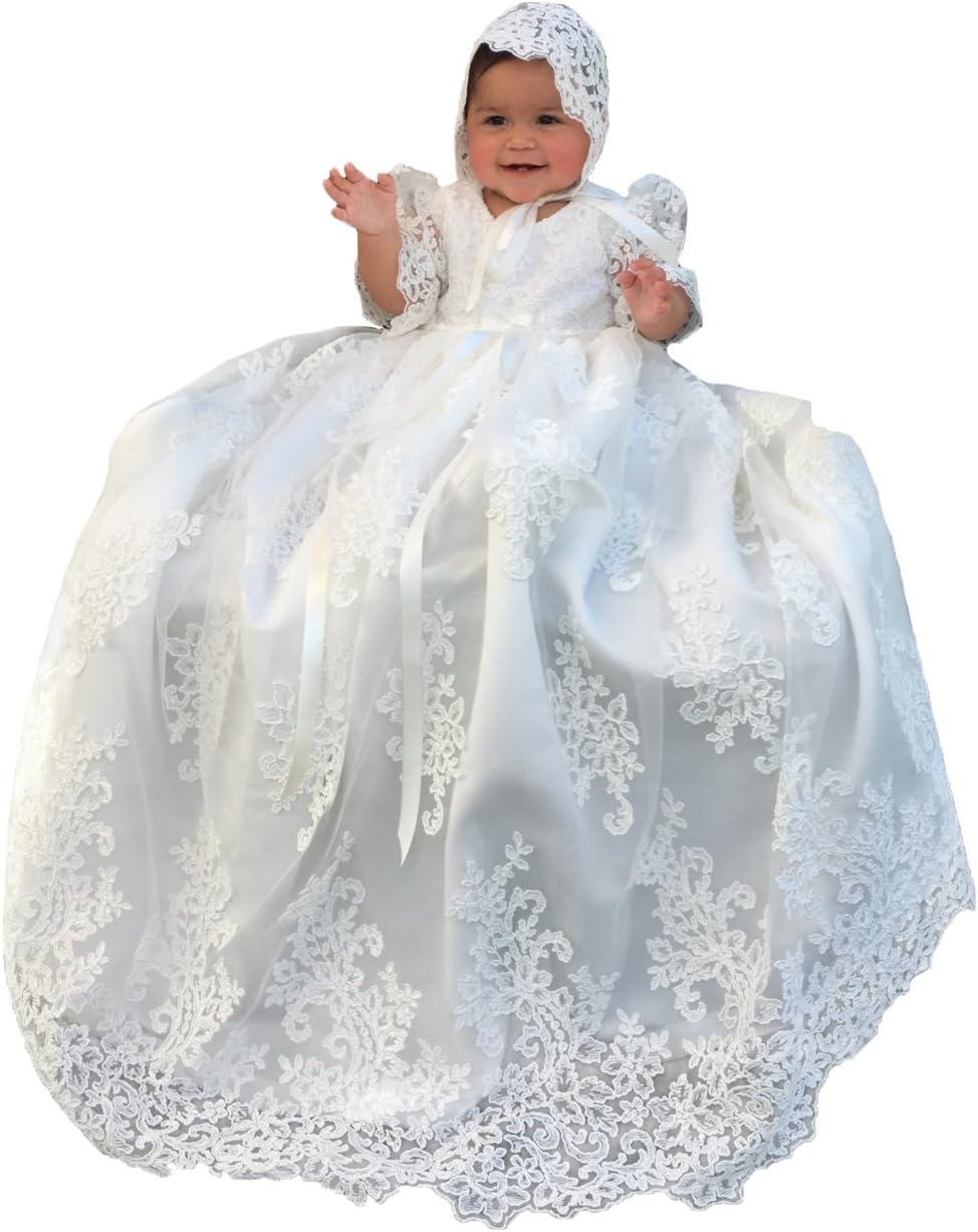 Lovely Lace Girls Christening Gowns Dresses for Age 9 Months