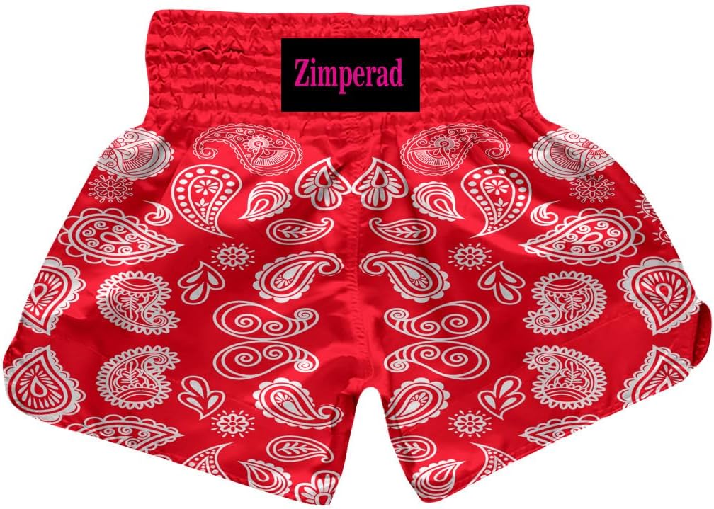 Muay Thai Shorts, Paisley Print Drawstring Kickboxing Shorts, Boxing Shorts, Men Women