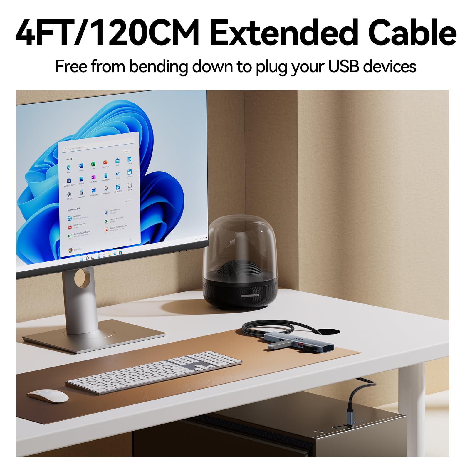 ICZI Hub USB C 3.2 10Gbps 4 Porte Sdoppiatore Adattatore 120cm con 2*USB-A e 2*USB-C Compatibile con Macbook Air/Pro, Laptop, Surface, Galaxy S25, iPhone 16