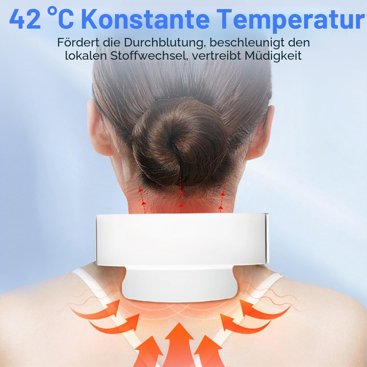 Nackenmassagegerät, Intelligentes Sprachansagen Nackenmassagegerät mit 42°C Wärmetherapie, 5 Modi 15 Intensitätsstufen Tragbar Elektrisches Massagegerät für Zuhause Büro Reise