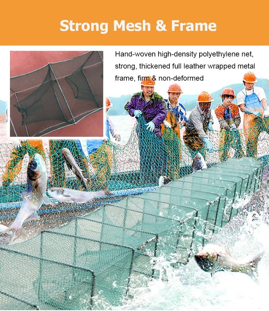 Trampa for camarones y cangrejos de 7,9 a 52,5 pies de Largo, trampas for Peces, Red de Pesca de Agua Salada, Captura automáticamente más Peces fácilmente
