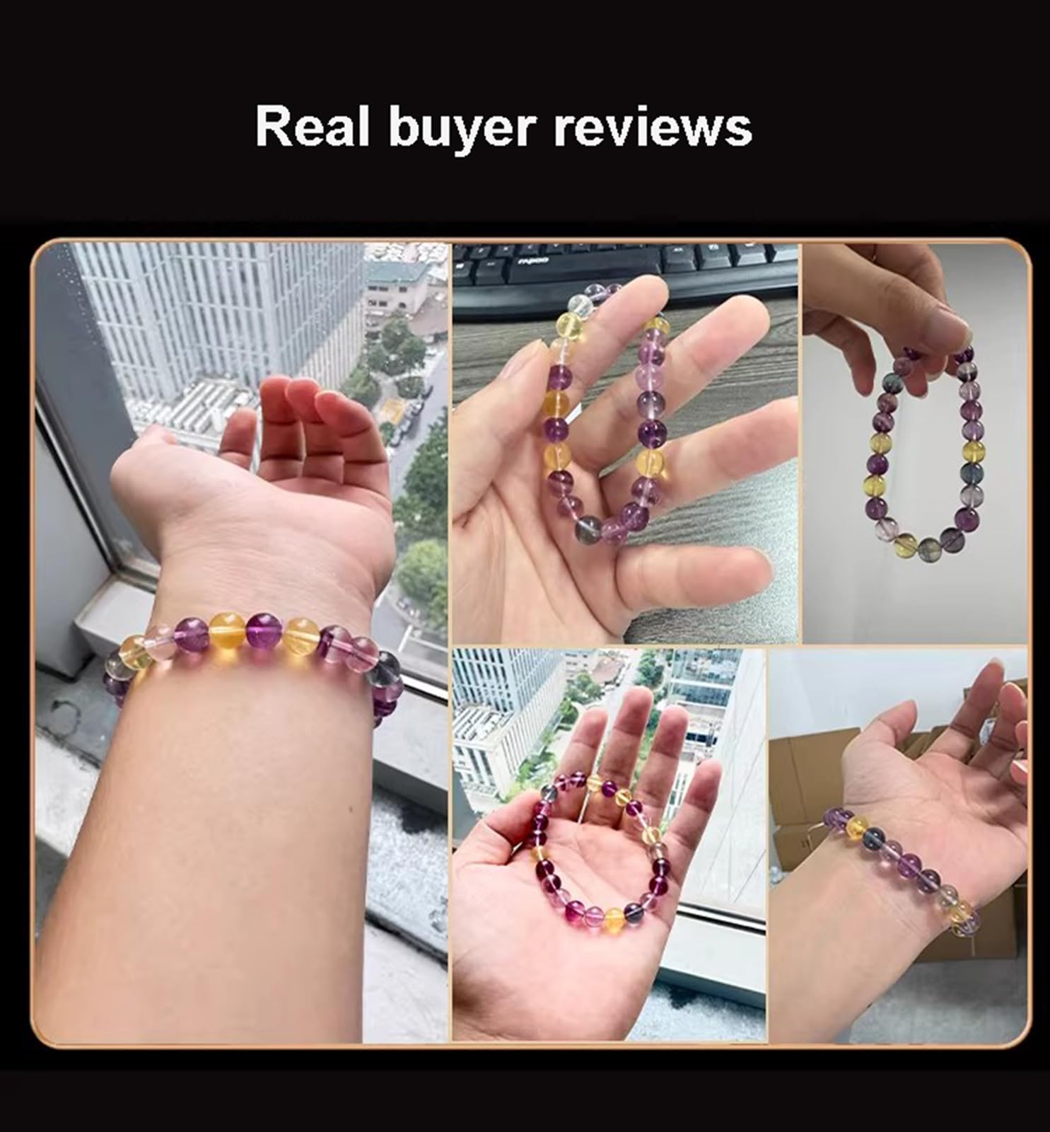 Pulsera de fluorita Multicolor Natural para Mujer, Cuentas de Cristal de 8 mm, joyería de Piedras Preciosas de Verano, Regalo para atraer Riqueza para tu Mejor Amiga,Length 14~15cm