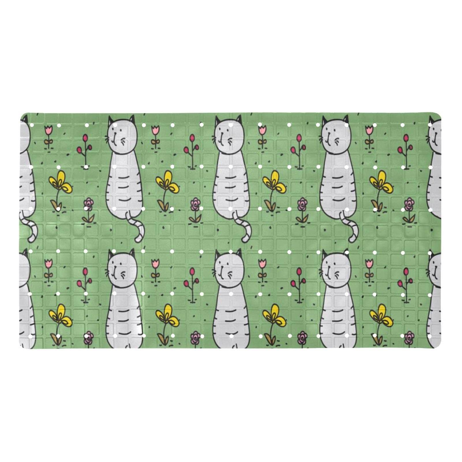 Tapis de baignoire antidérapant avec ventouses et trous de drainage