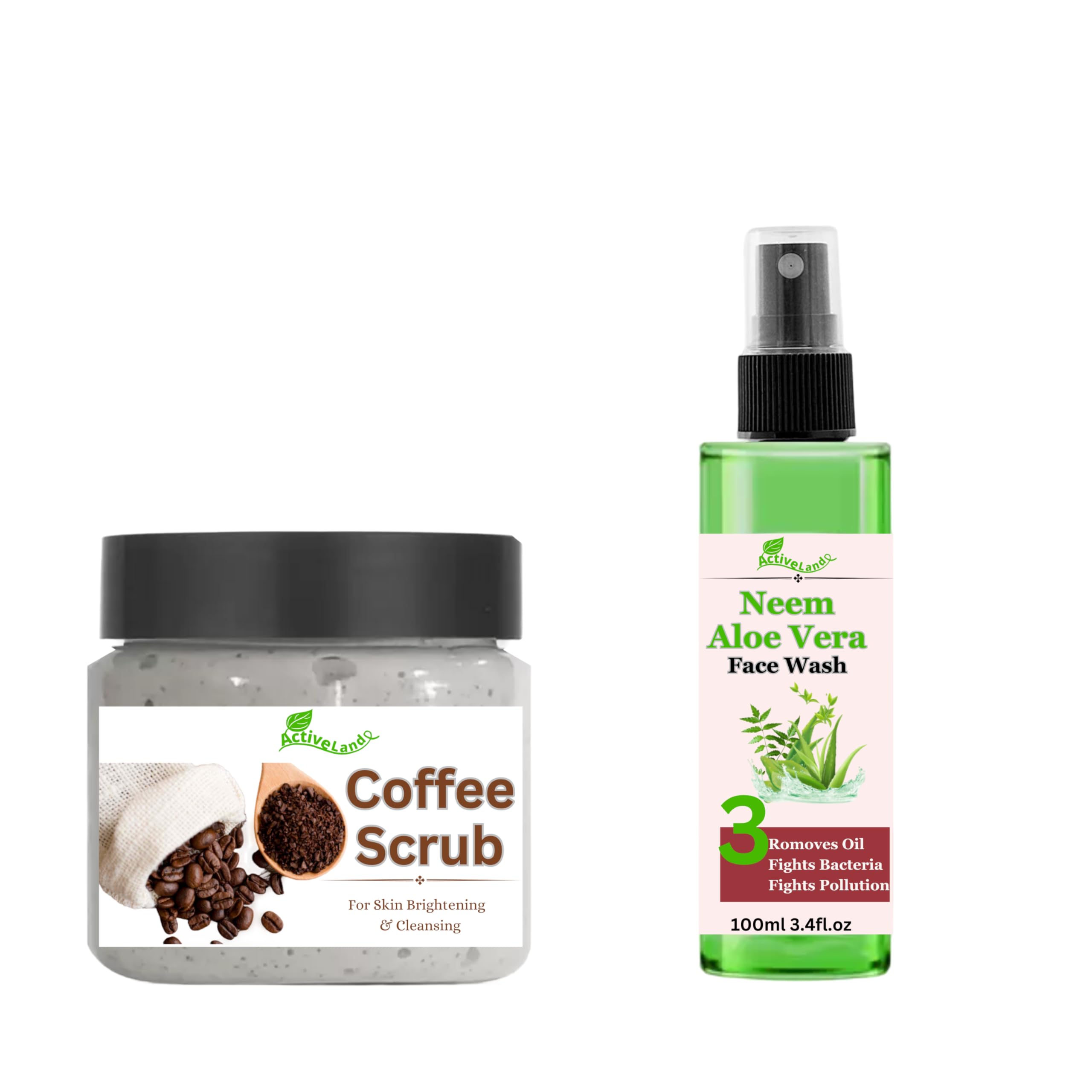 activeland cofee scrub and Neem Alovera Face wash 100ml each-image-16